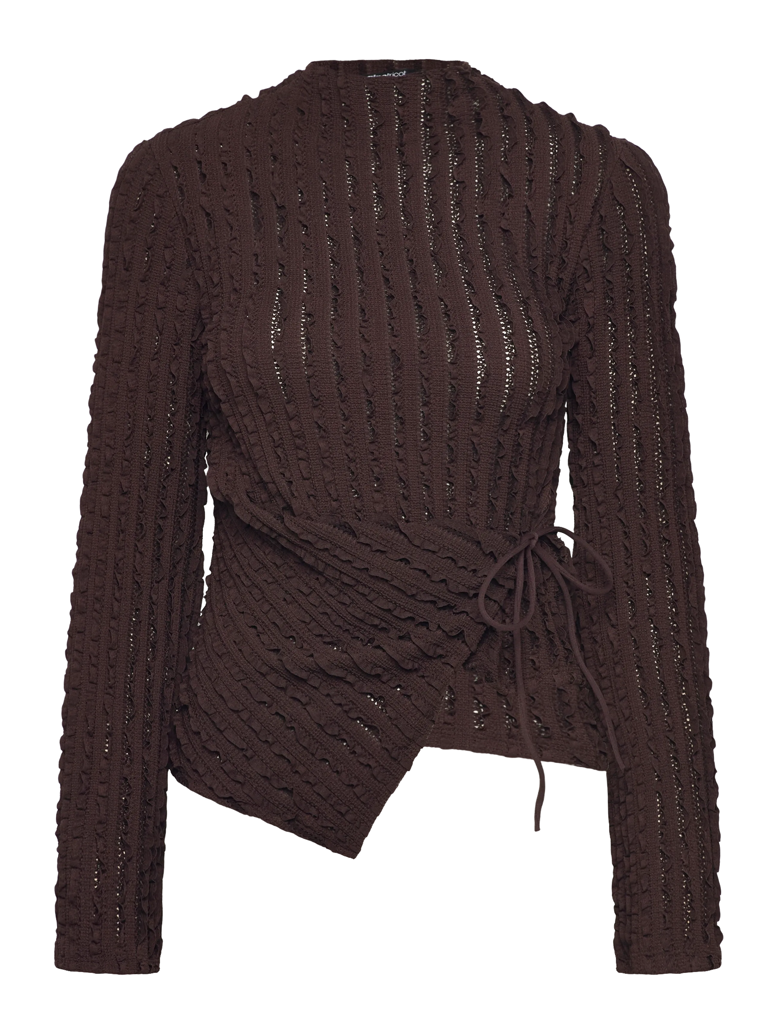 Gina Tricot Textured tie detail top - Hverdags stil - MOLE (7382) / brown