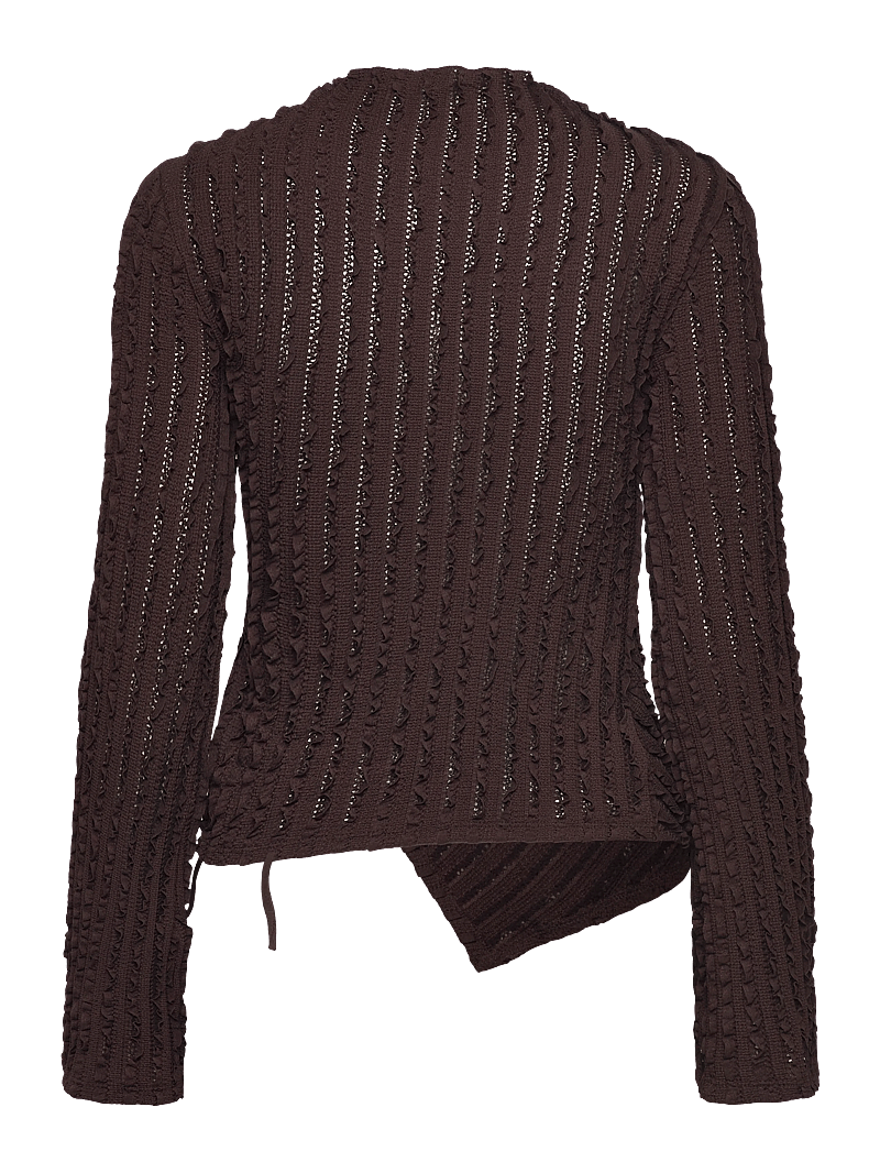 Gina Tricot - Textured tie detail top - topi ar garām piedurknēm - mole (7382) - 1