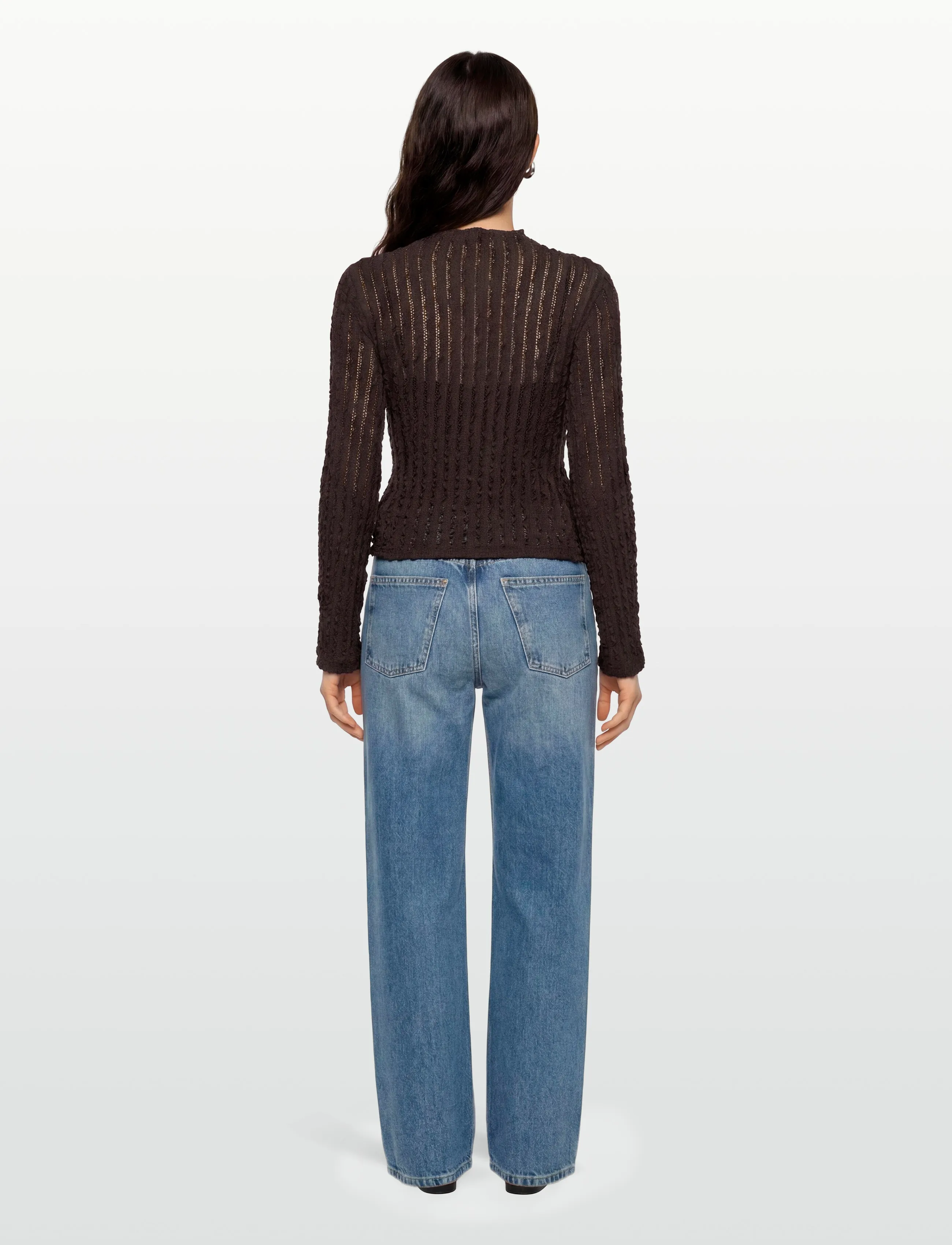 Gina Tricot - Textured tie detail top - langærmede toppe - mole (7382) - 4