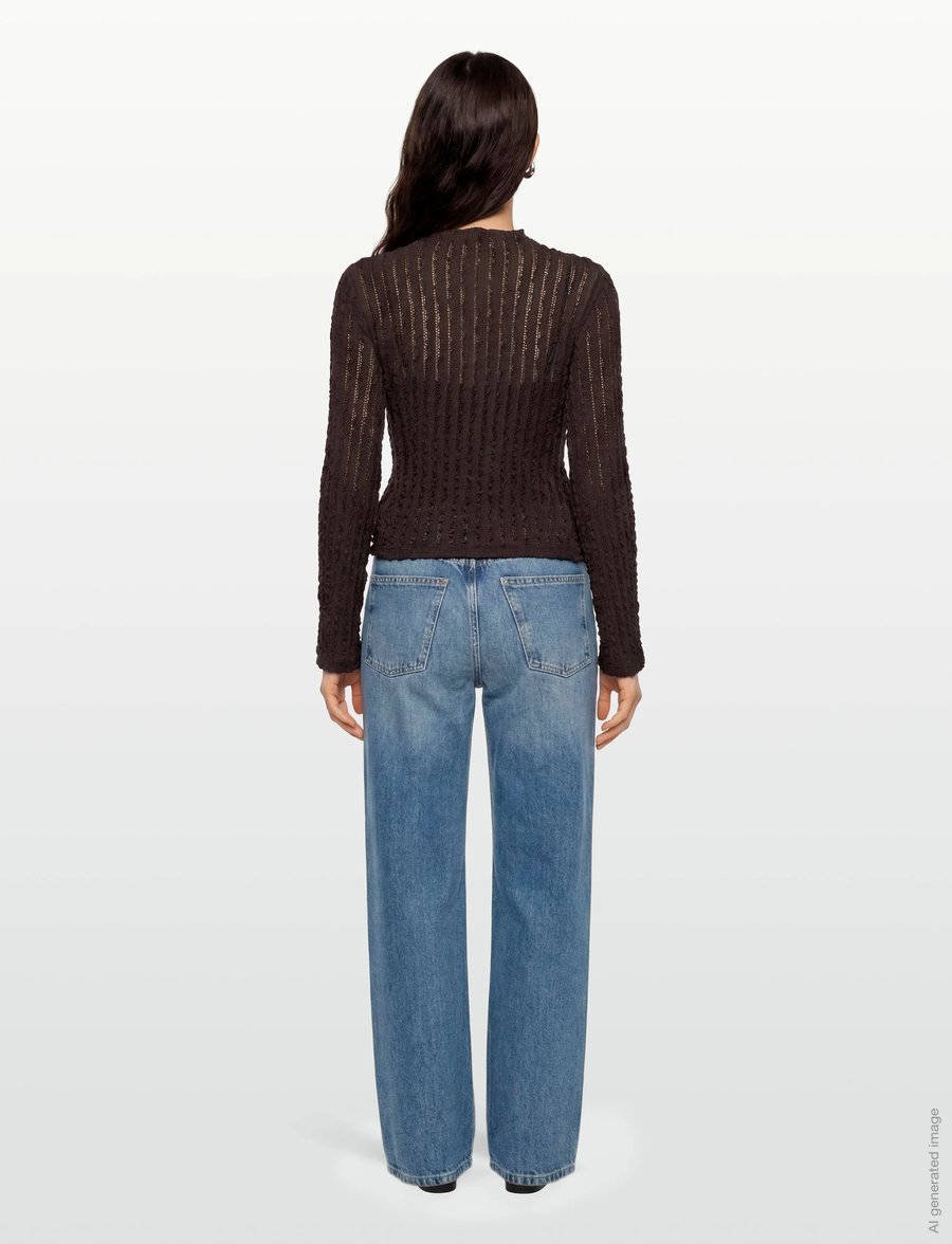 Gina Tricot - Textured tie detail top - langærmede toppe - mole (7382) - 4