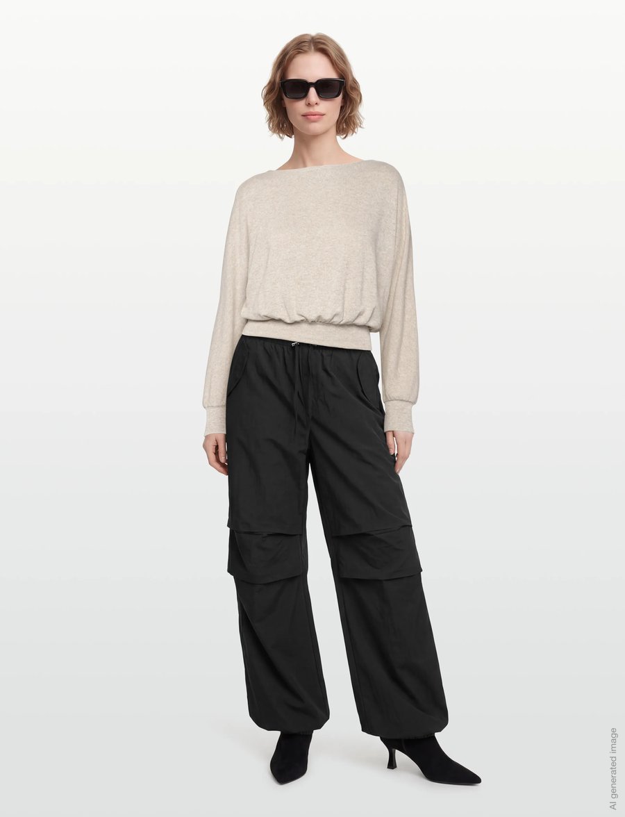Gina Tricot - Boatneck top - sweatshirts - beige melange (1186) - 0