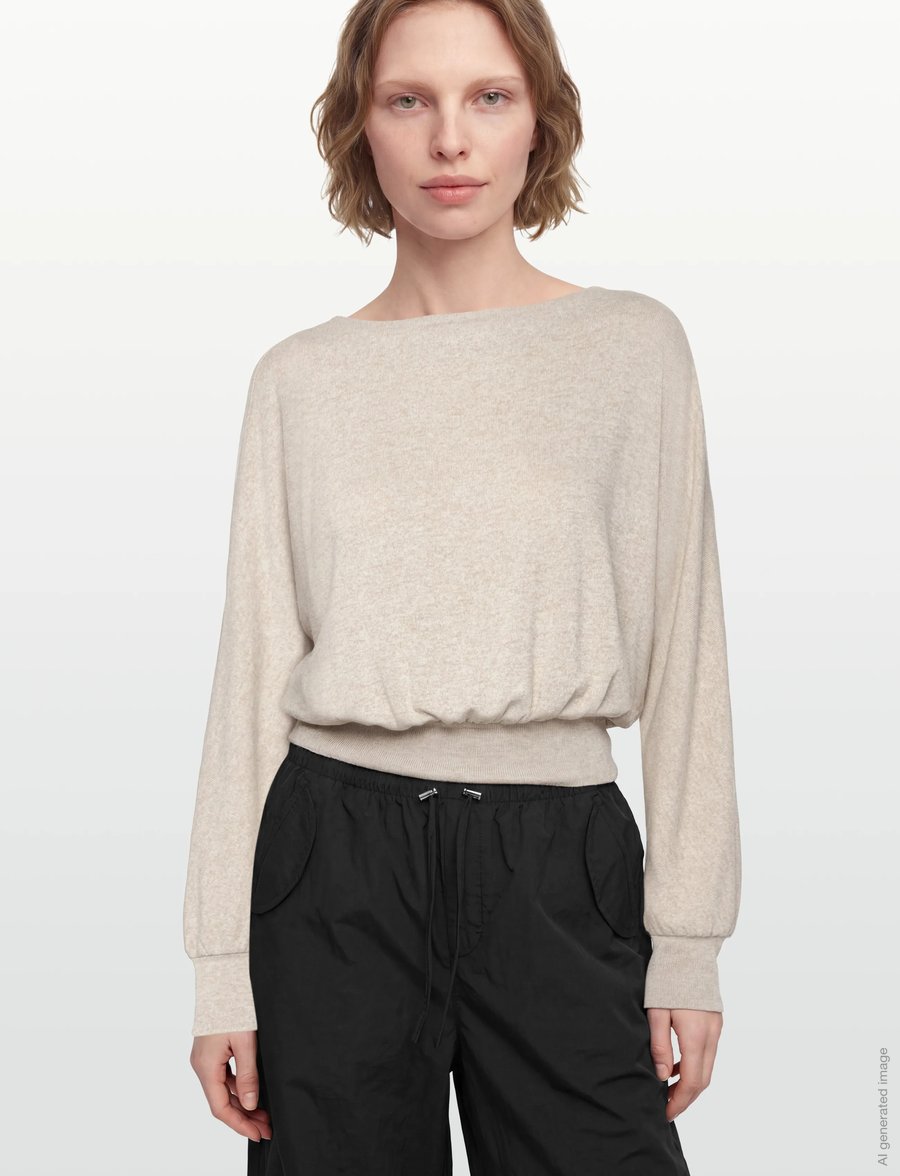 Gina Tricot - Boatneck top - sweatshirts - beige melange (1186) - 3