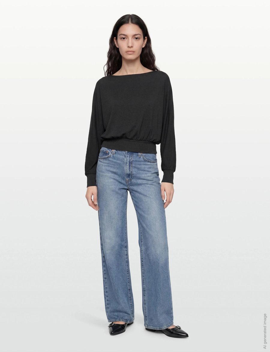 Gina Tricot - Boatneck top - sweatshirts - black (9000) - 0