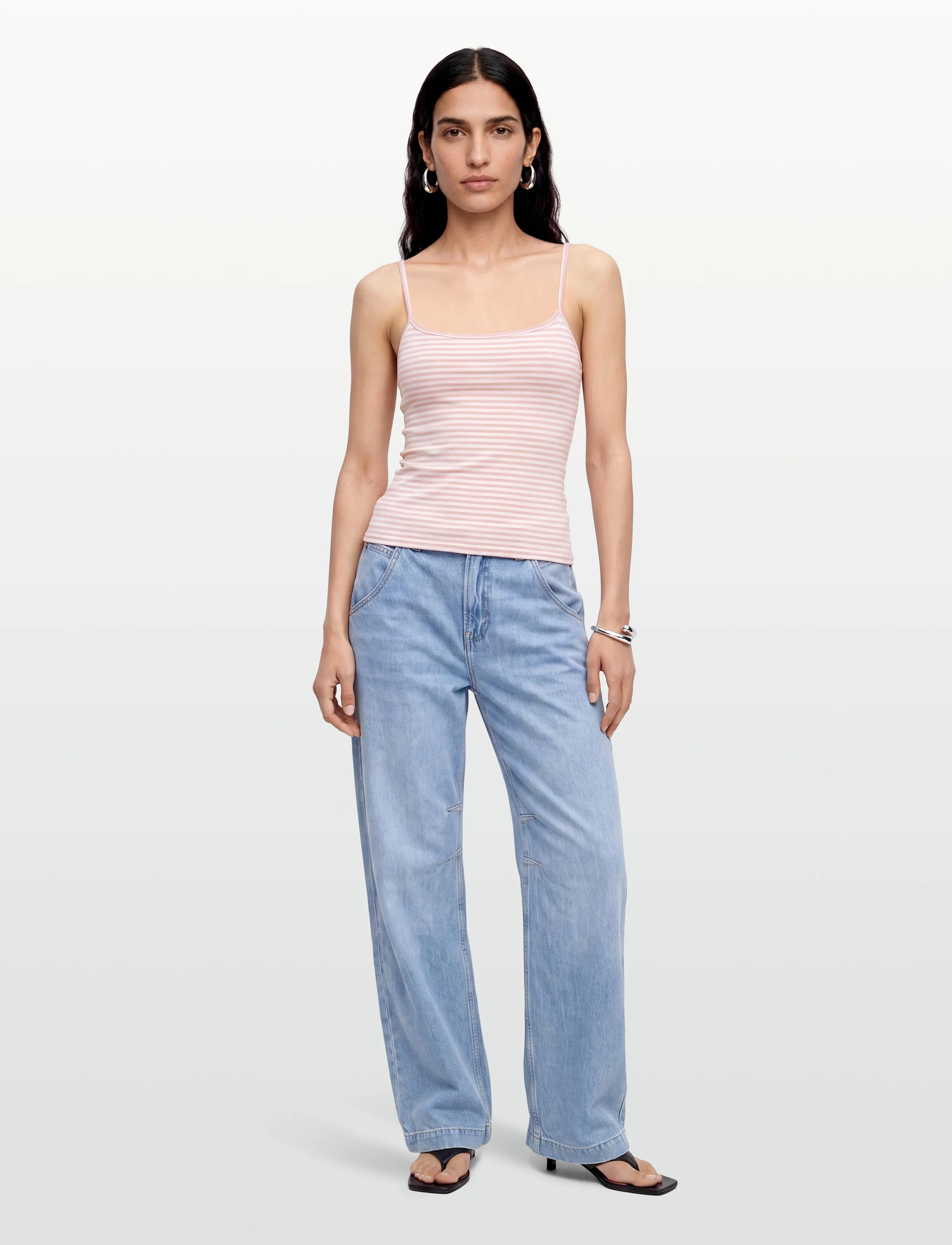 Gina Tricot Perfect Strap Singlet, Kvinder, Stribet Singlet, Pink, Str: L