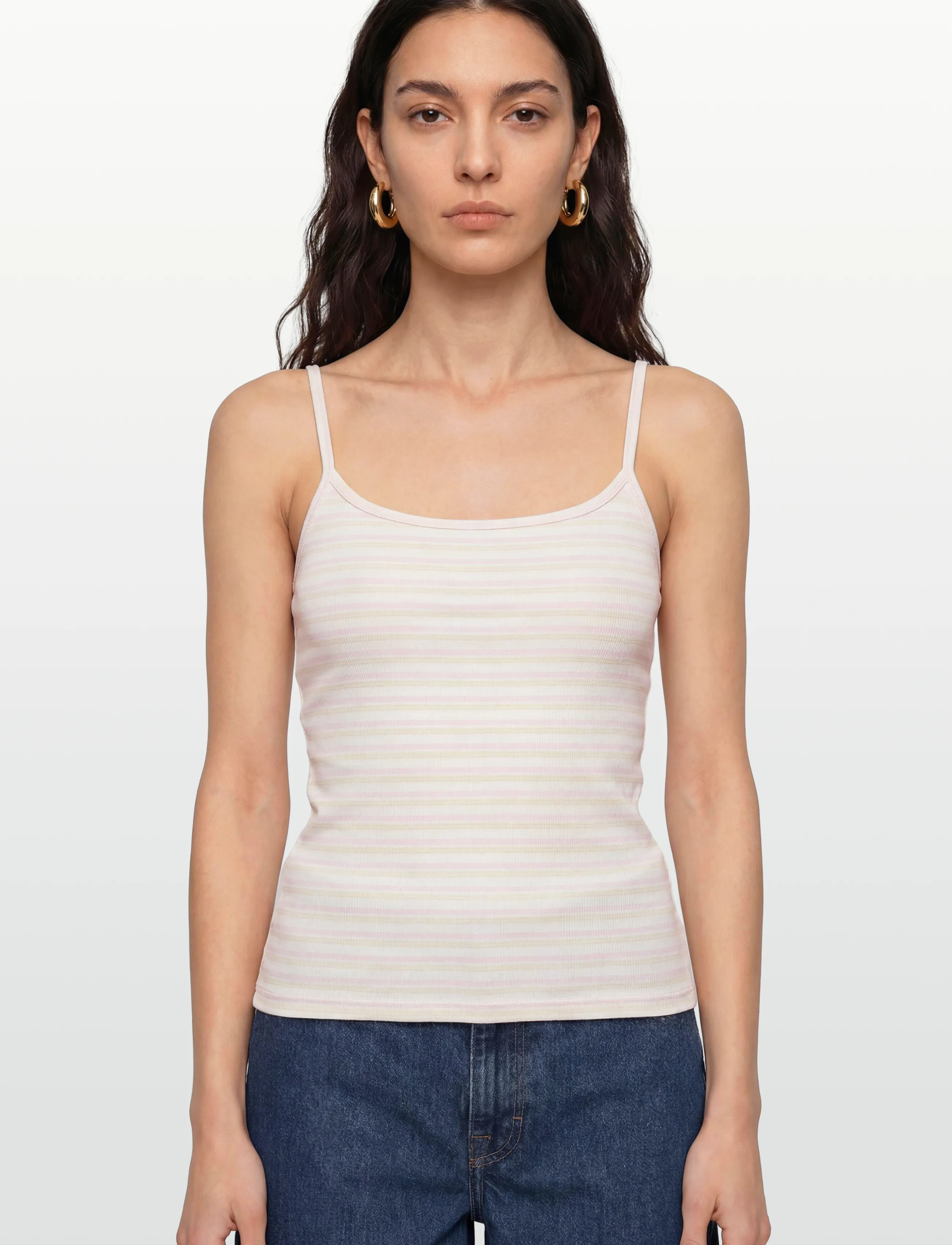 Gina Tricot - Perfect strap singlet - pink/yellow stripe - 4
