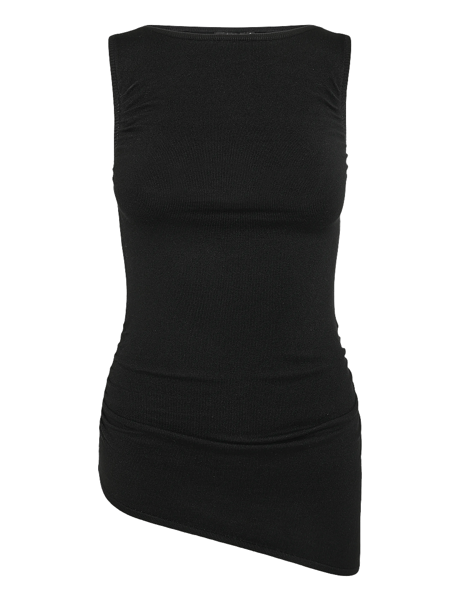 Gina Tricot - Asymmetric knitted top - topid ja varrukateta alussärgid - black (9000) - 0