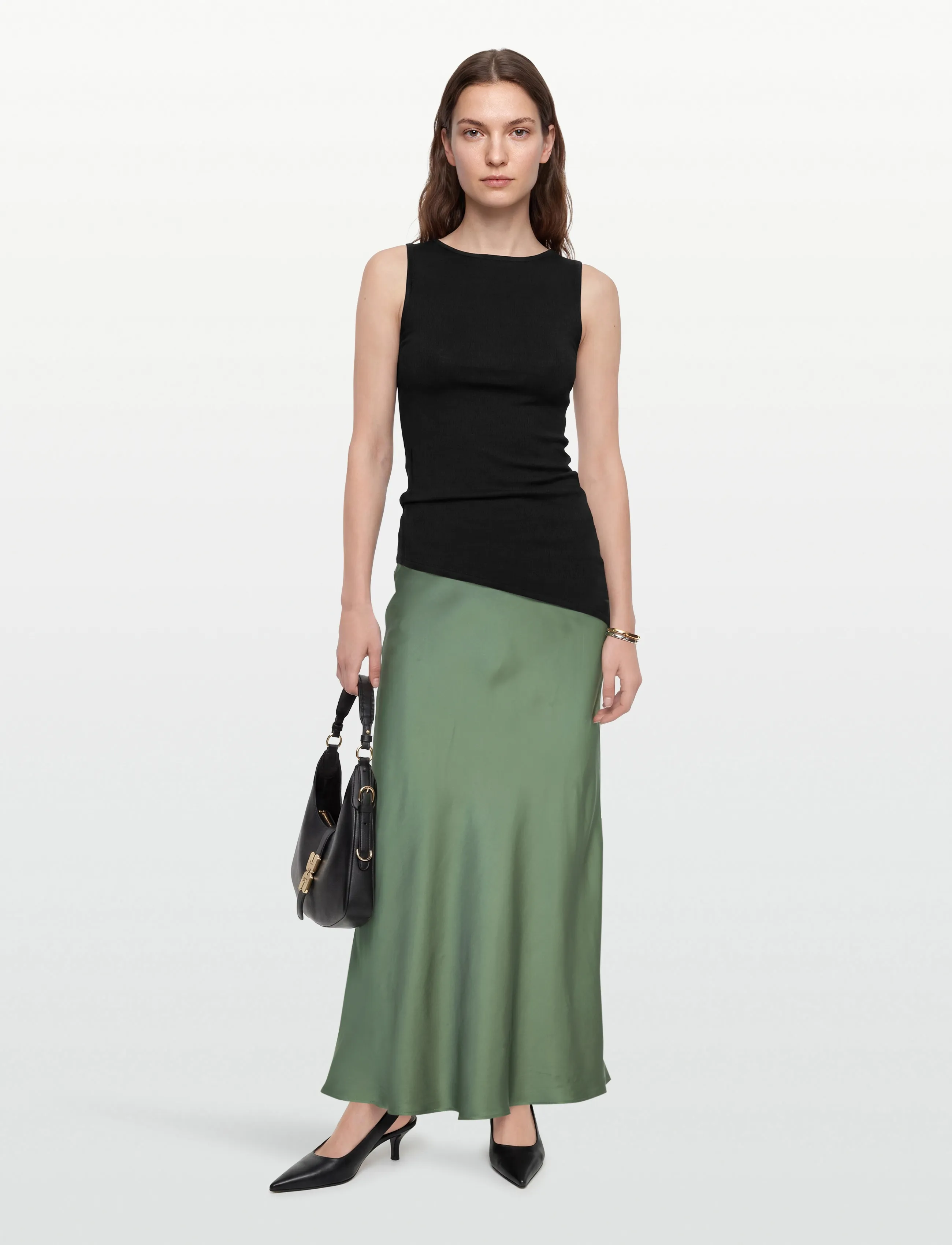 Gina Tricot Asymmetric Knitted Top, Kvinder, Asymmetrisk Strikket Top, Sort, Str: XS