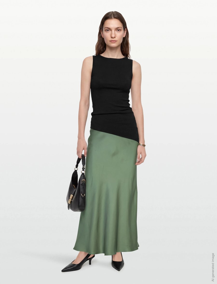 Gina Tricot - Asymmetric knitted top - topy bez rękawów - black (9000) - 0