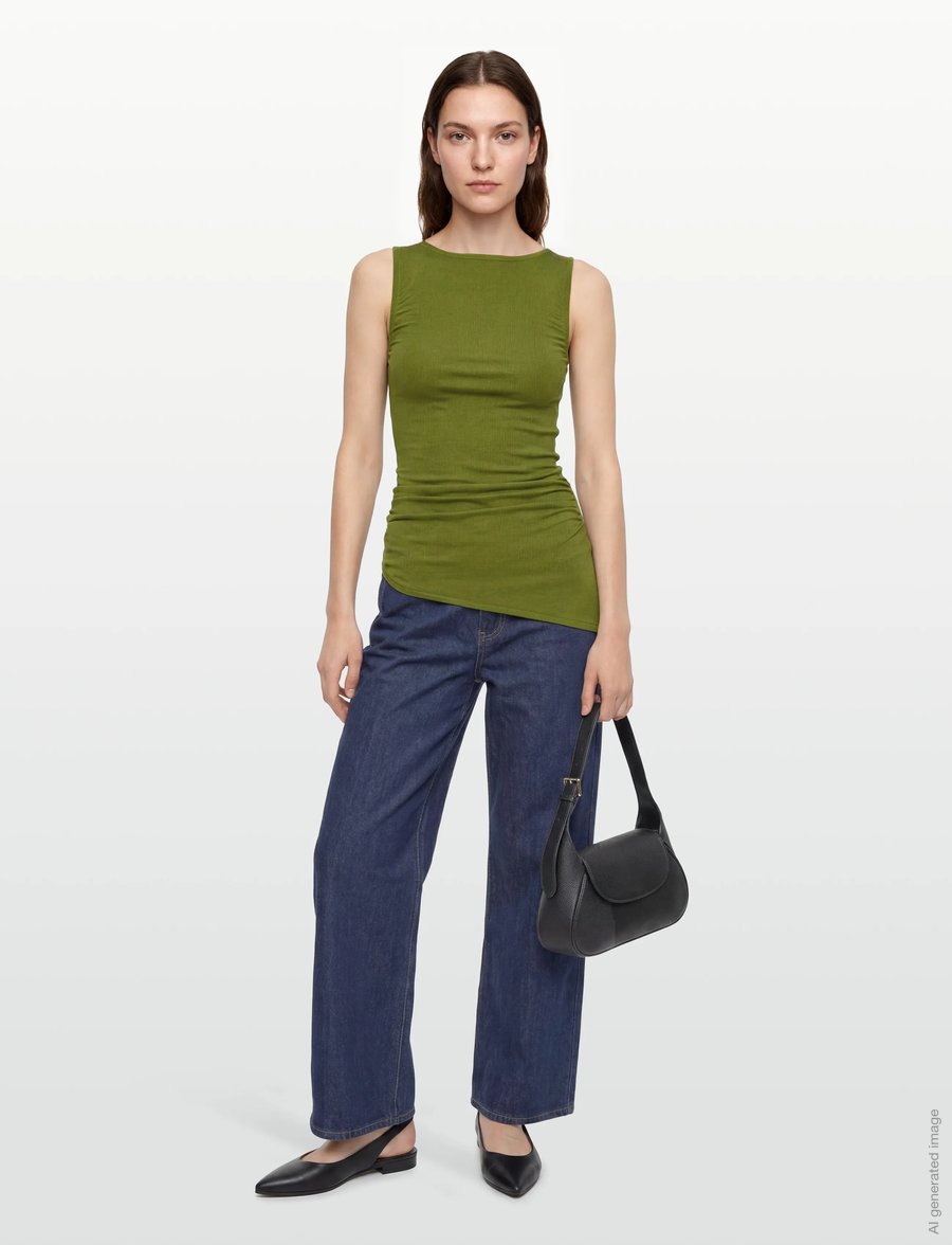 Gina Tricot - Asymmetric knitted top - Ärmellose tops - guacamole - 0