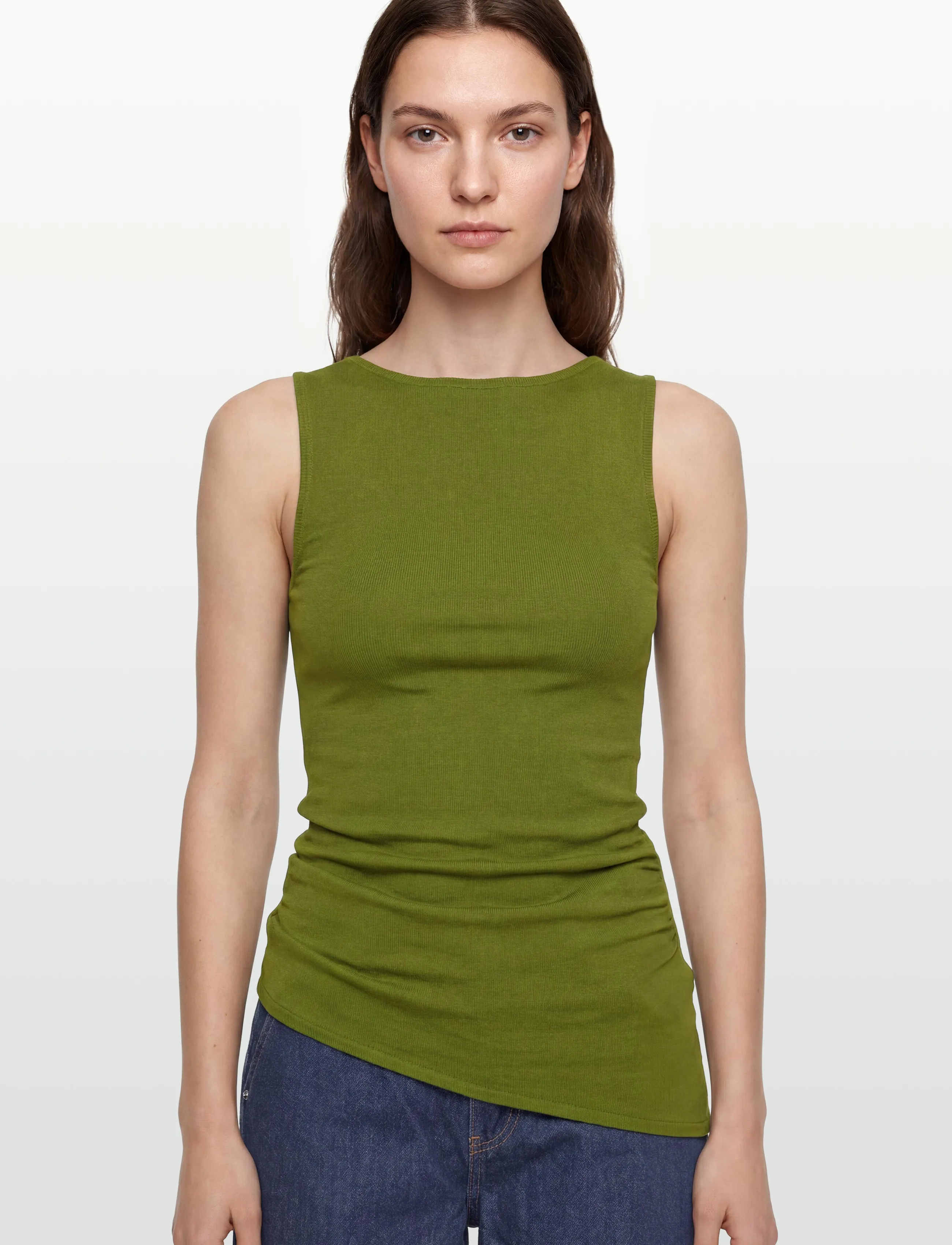 Gina Tricot - Asymmetric knitted top - sleeveless tops - guacamole - 3