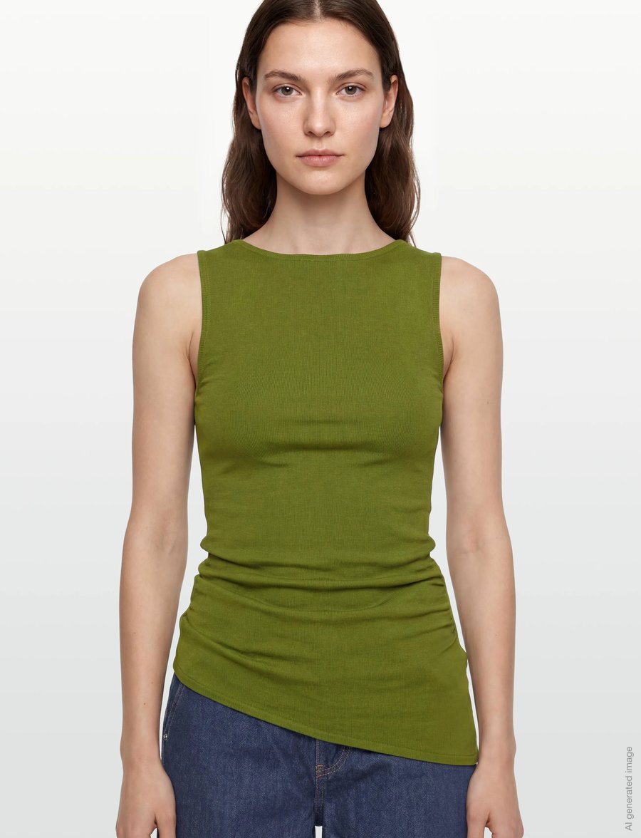 Gina Tricot - Asymmetric knitted top - Ärmellose tops - guacamole - 3