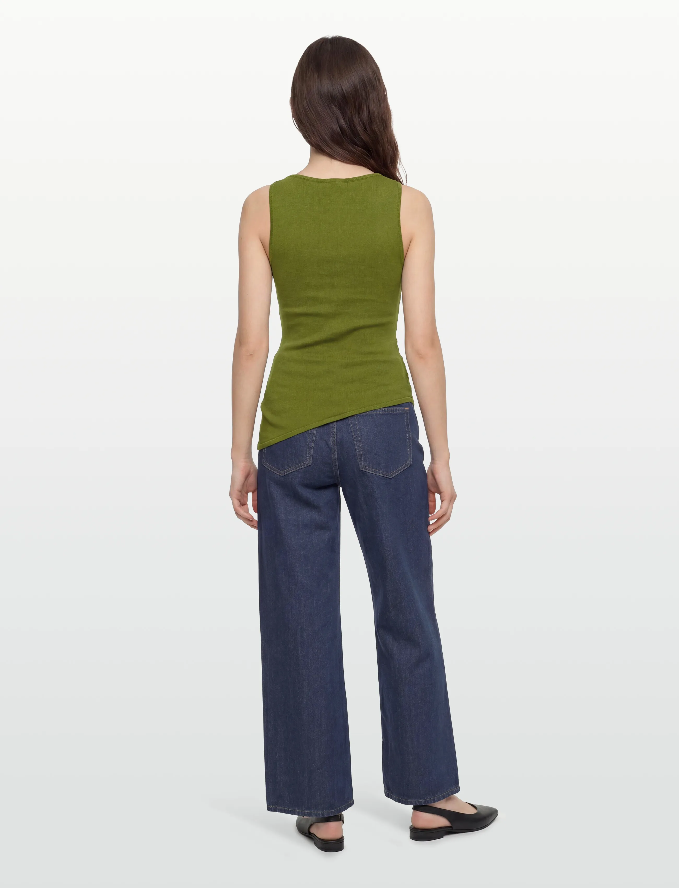 Gina Tricot - Asymmetric knitted top - sleeveless tops - guacamole - 4