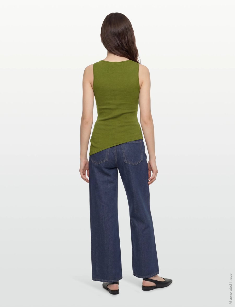Gina Tricot - Asymmetric knitted top - Ärmellose tops - guacamole - 4