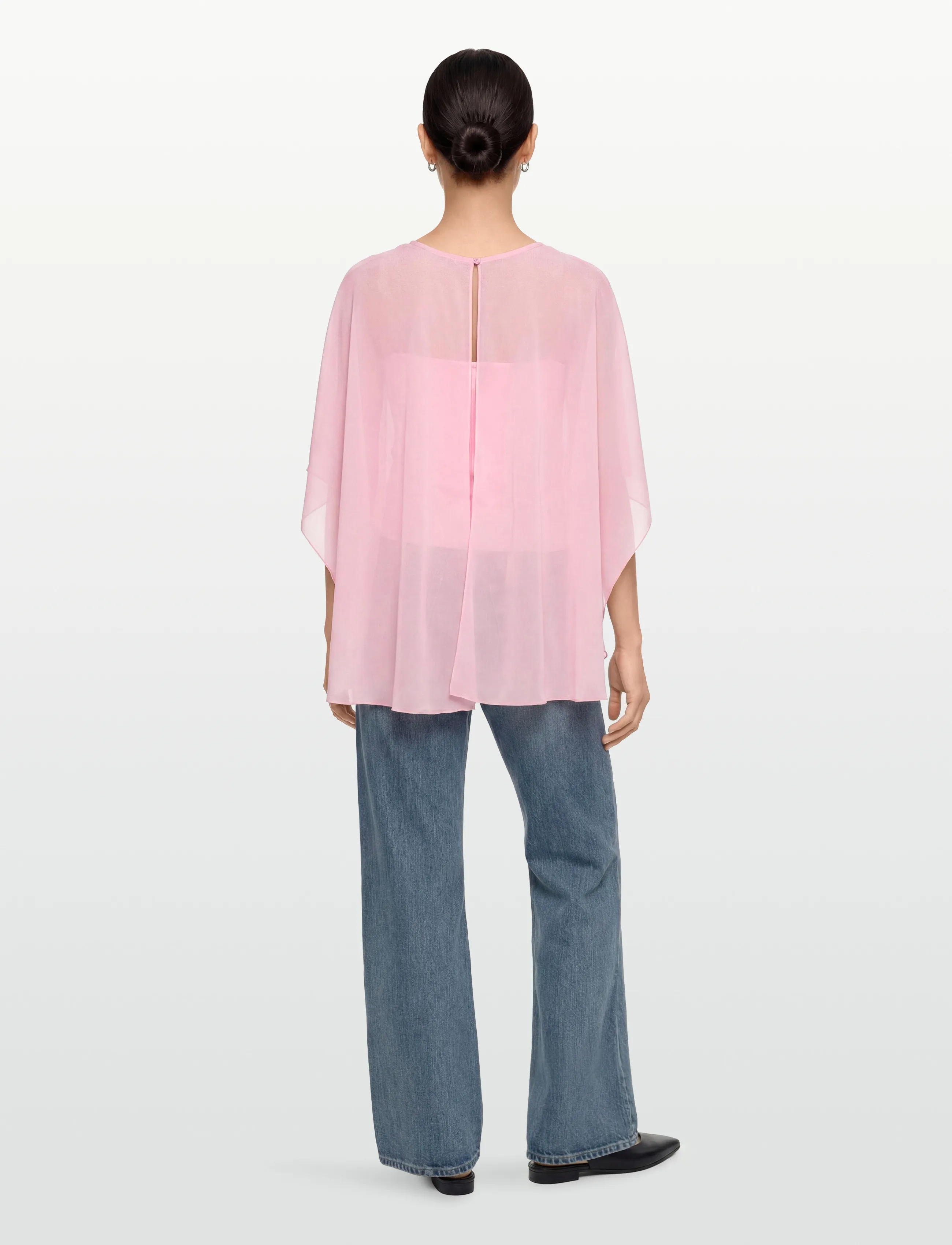 Gina Tricot - Chiffon cape top - långärmade blusar - pink - 4