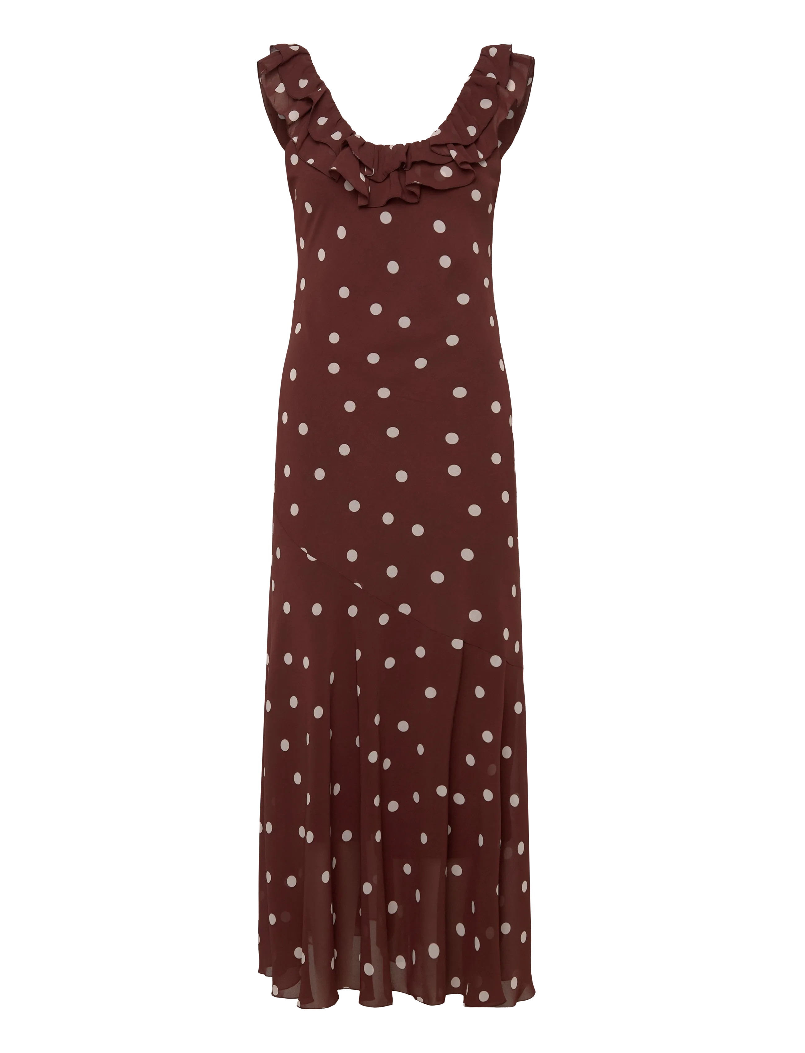 Gina Tricot Maxi frill dress - Swedish brands - BROWN DOT AOP (7963) / brown