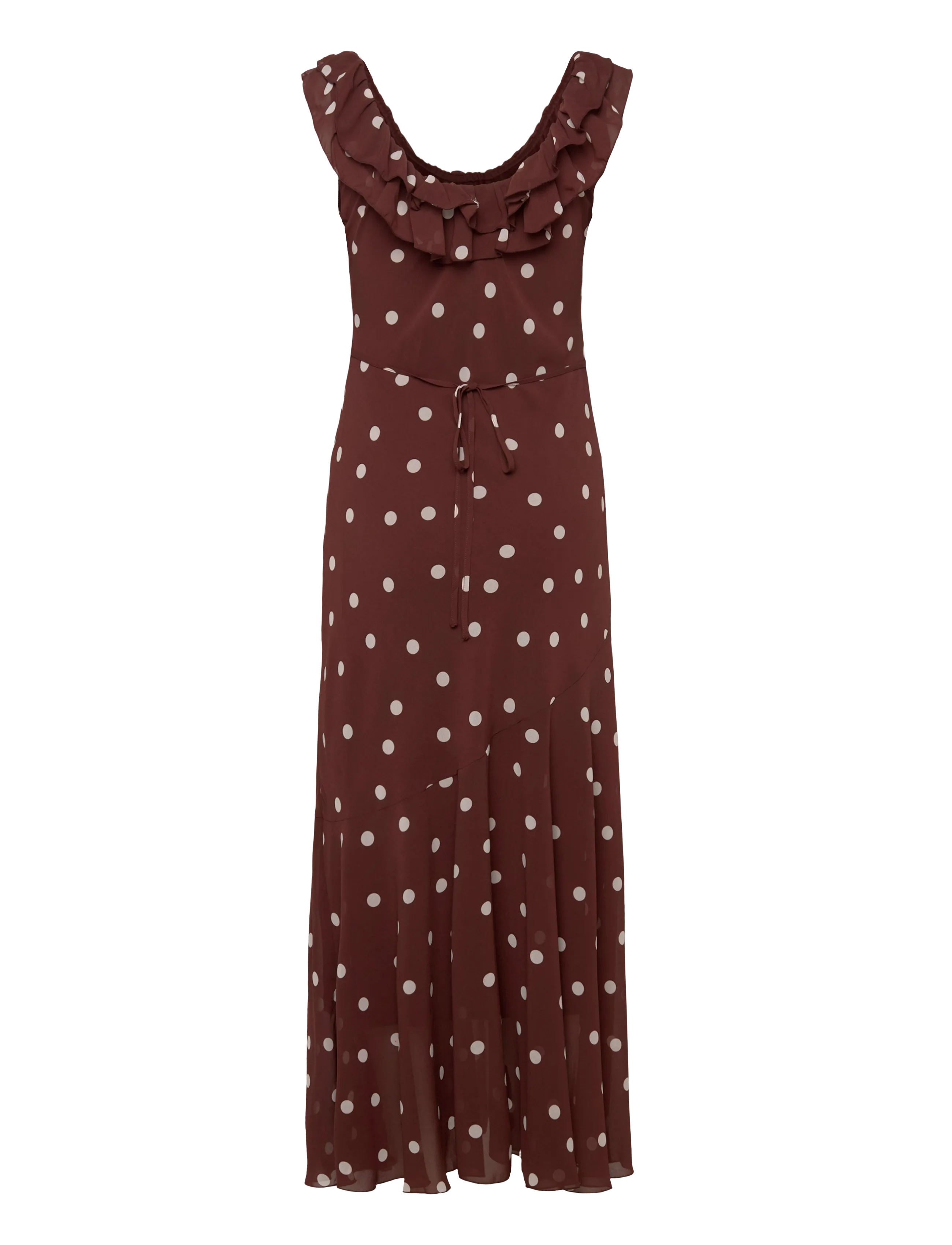 Gina Tricot - Maxi frill dress - maxi kjoler - brown dot aop (7963) - 1