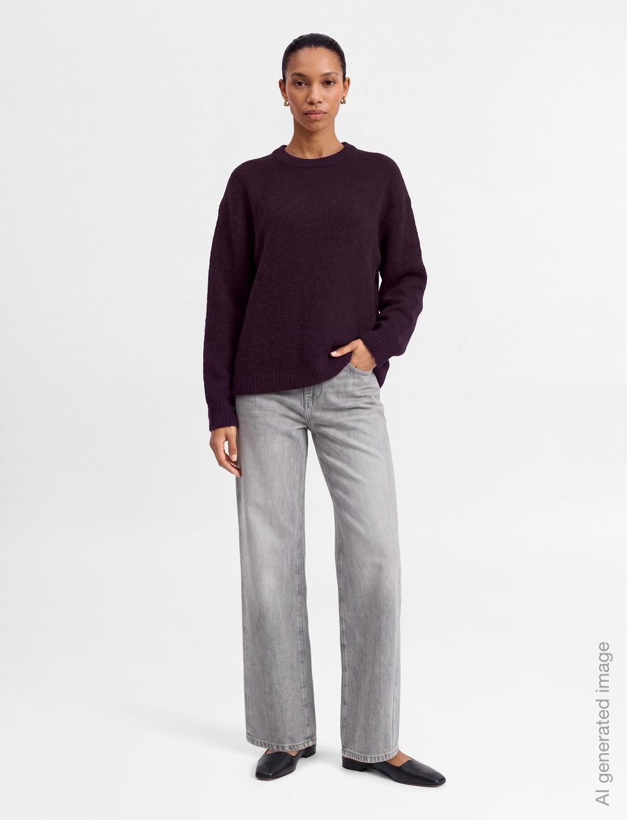 Gina Tricot - Crew neck knitted sweater - pullover - plum - 0