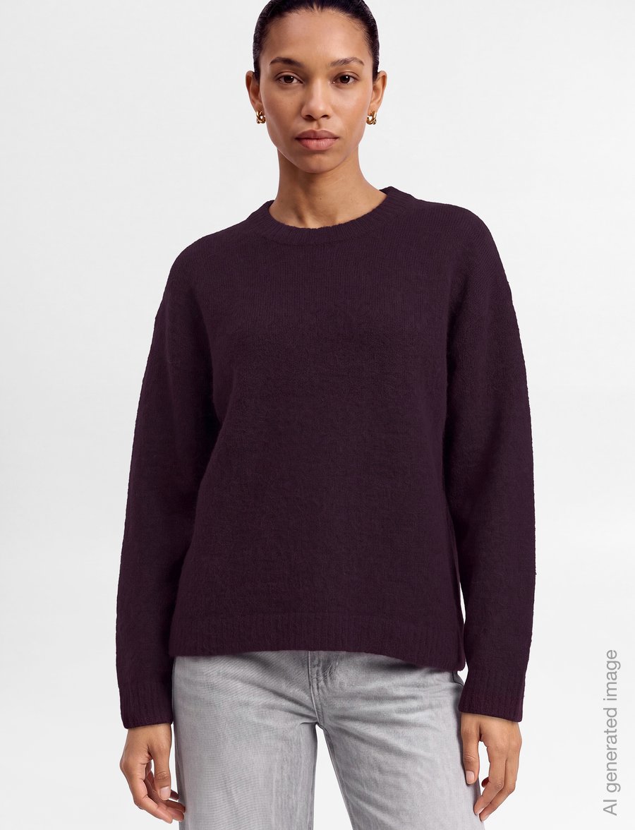 Gina Tricot - Crew neck knitted sweater - pullover - plum - 3