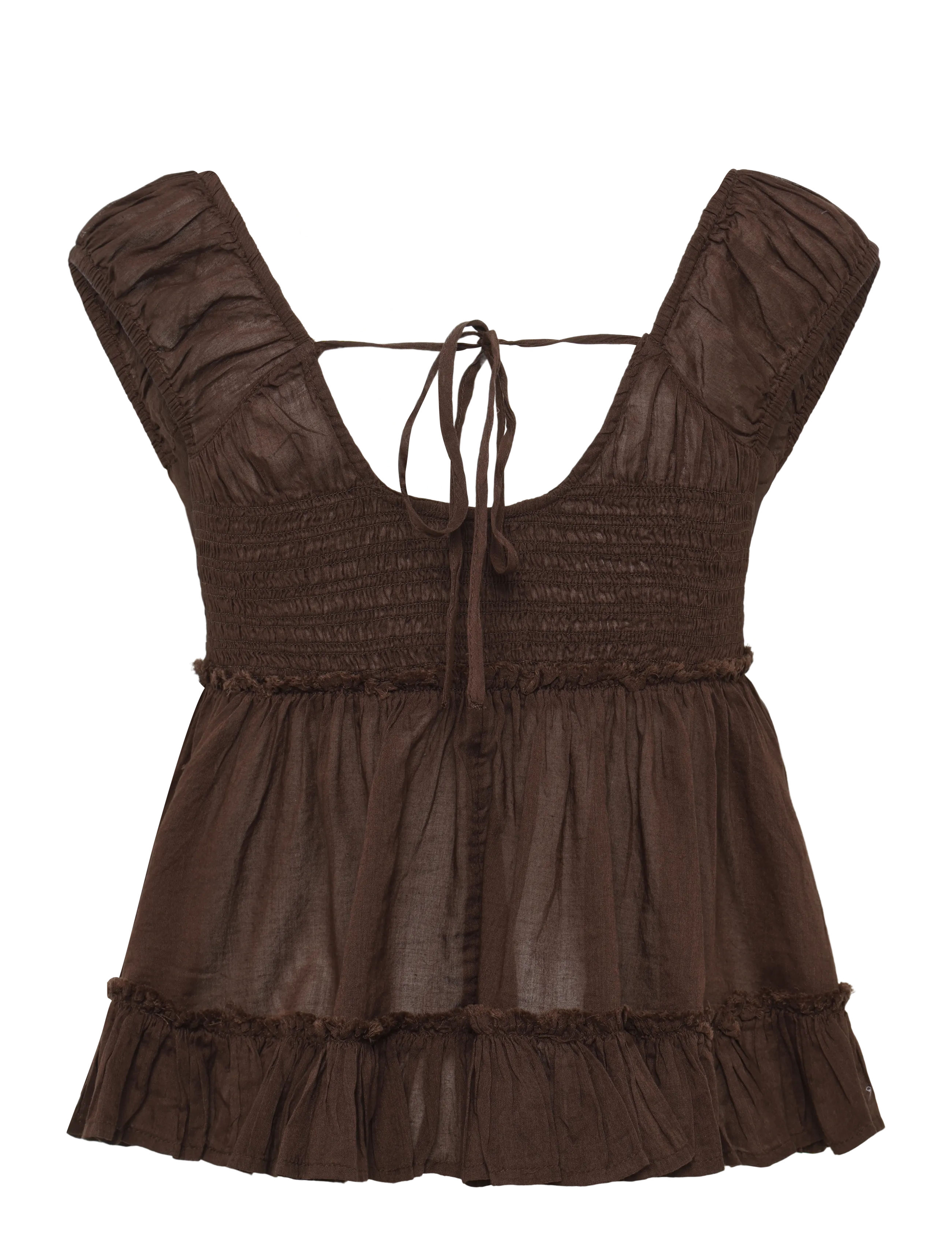 Gina Tricot - Peplum top - kortärmade blusar - brown - 1