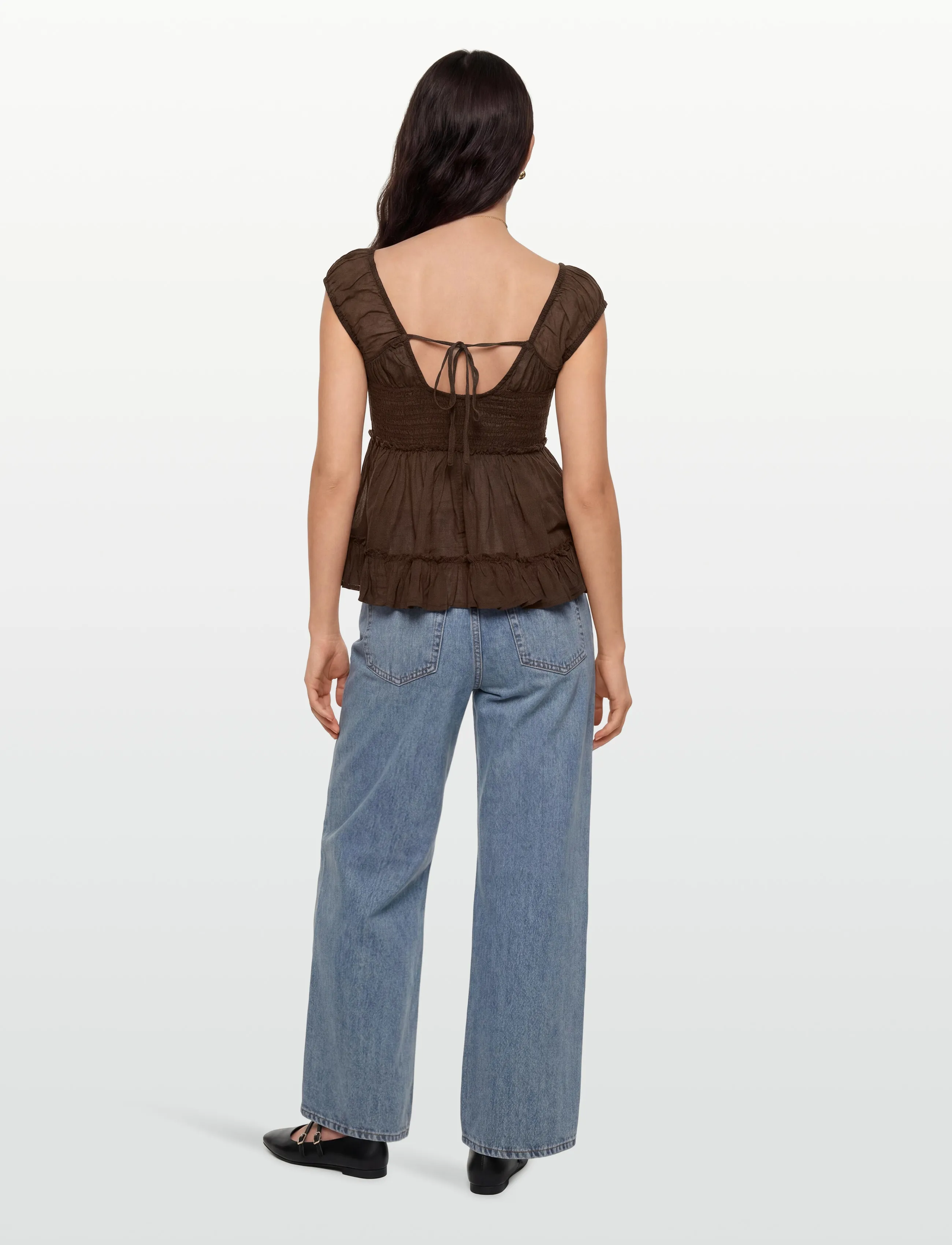 Gina Tricot - Peplum top - kortærmede bluser - brown - 4