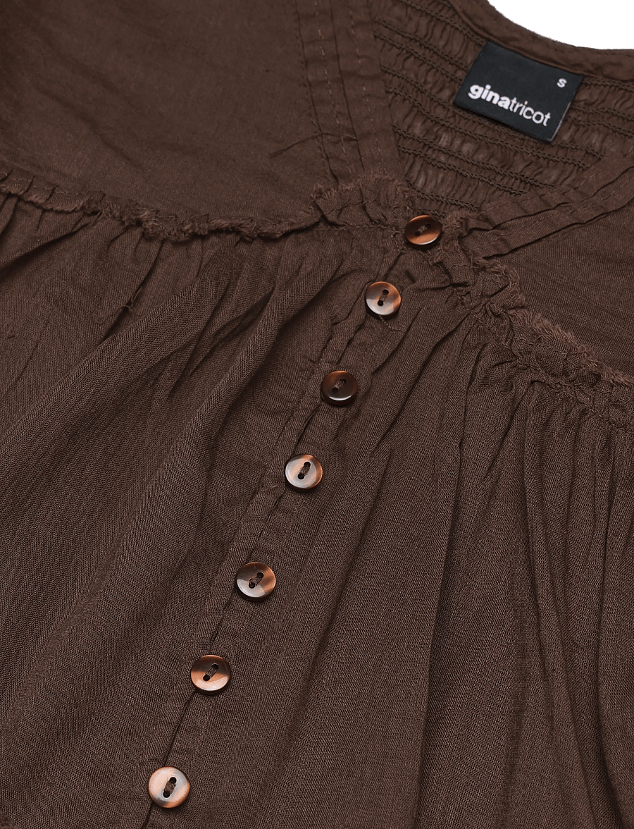 Gina Tricot - Peplum top - kortärmade blusar - brown - 2