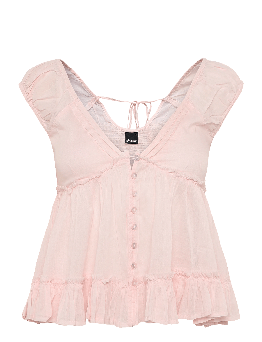 Gina Tricot - Peplum top - kurzärmelige blusen - lt pink - 0