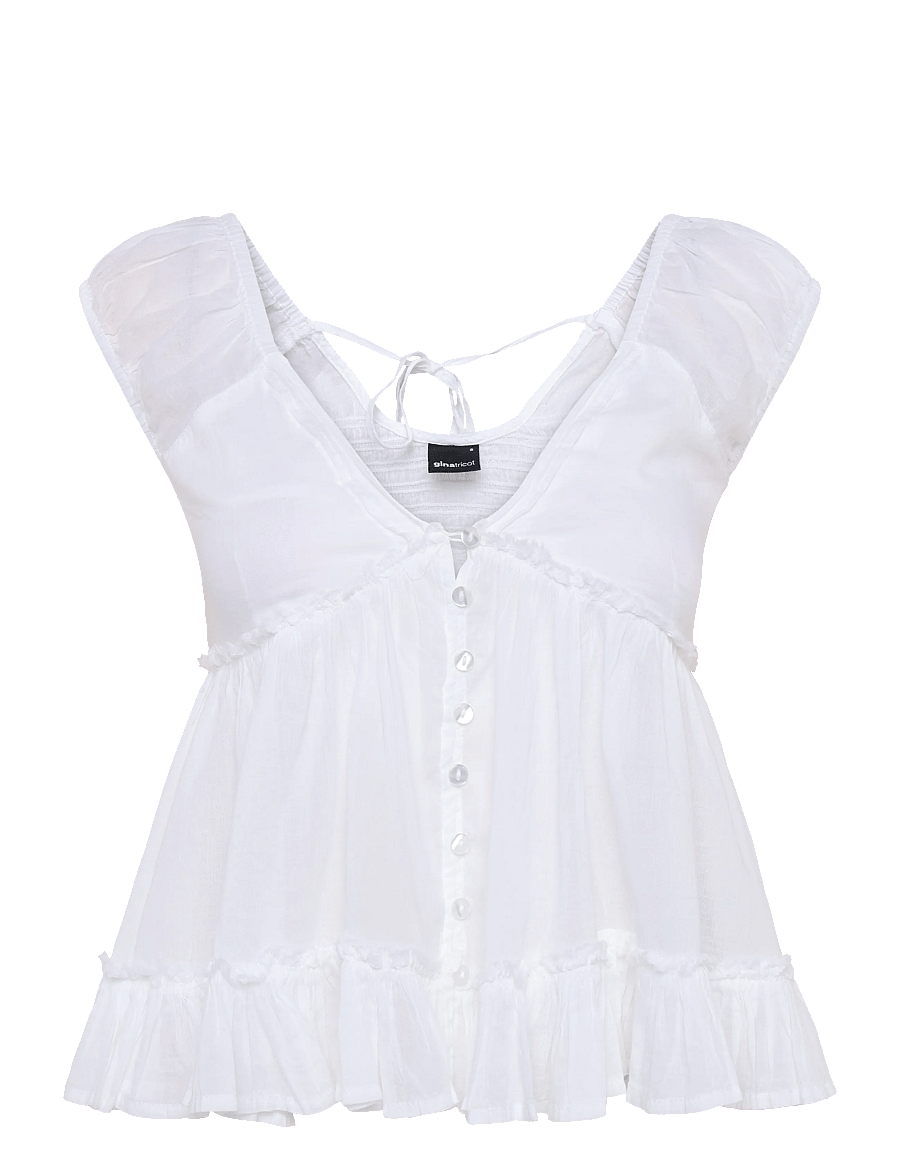 Gina Tricot - Peplum top - kortärmade blusar - white (1000) - 0