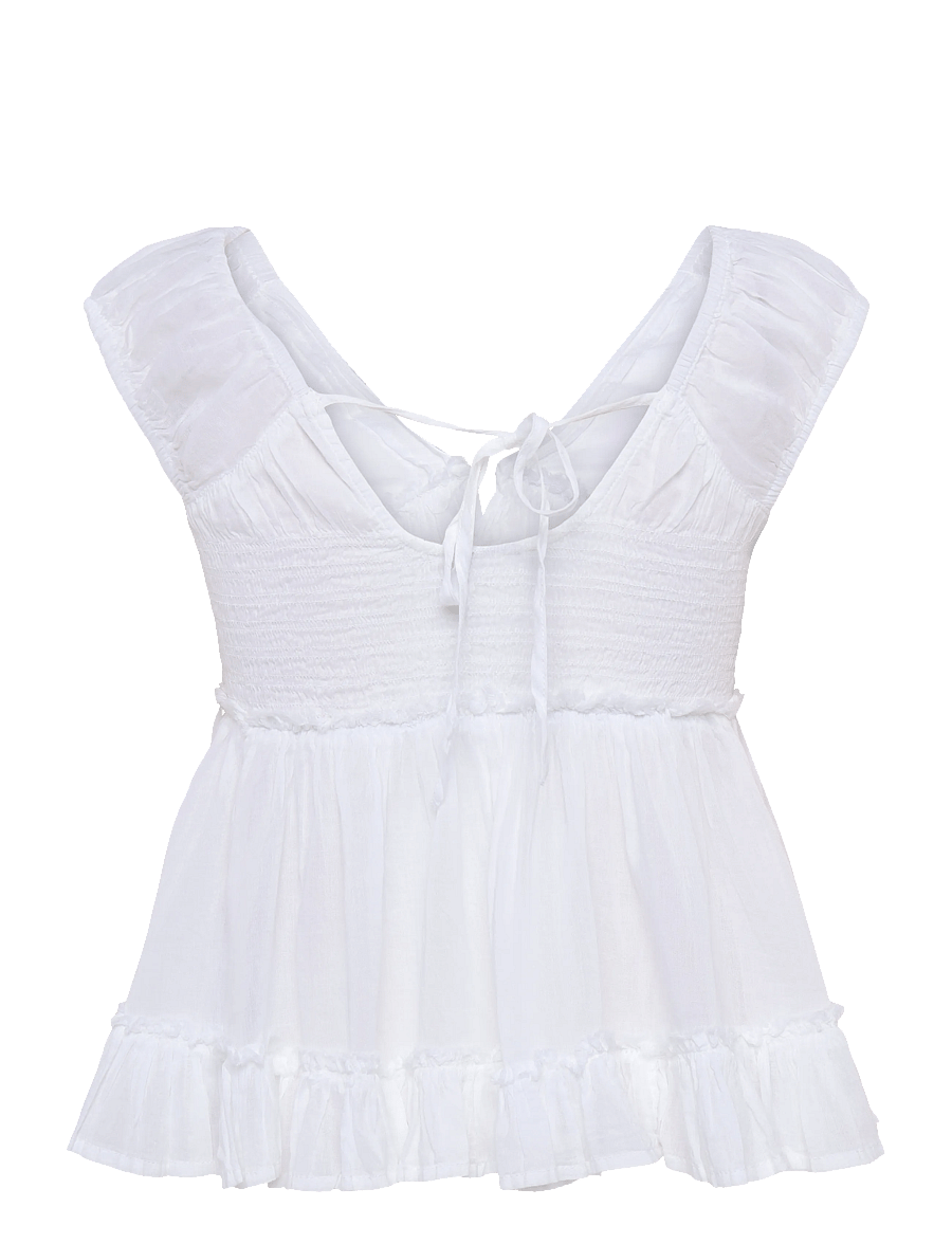 Gina Tricot - Peplum top - kortärmade blusar - white (1000) - 1