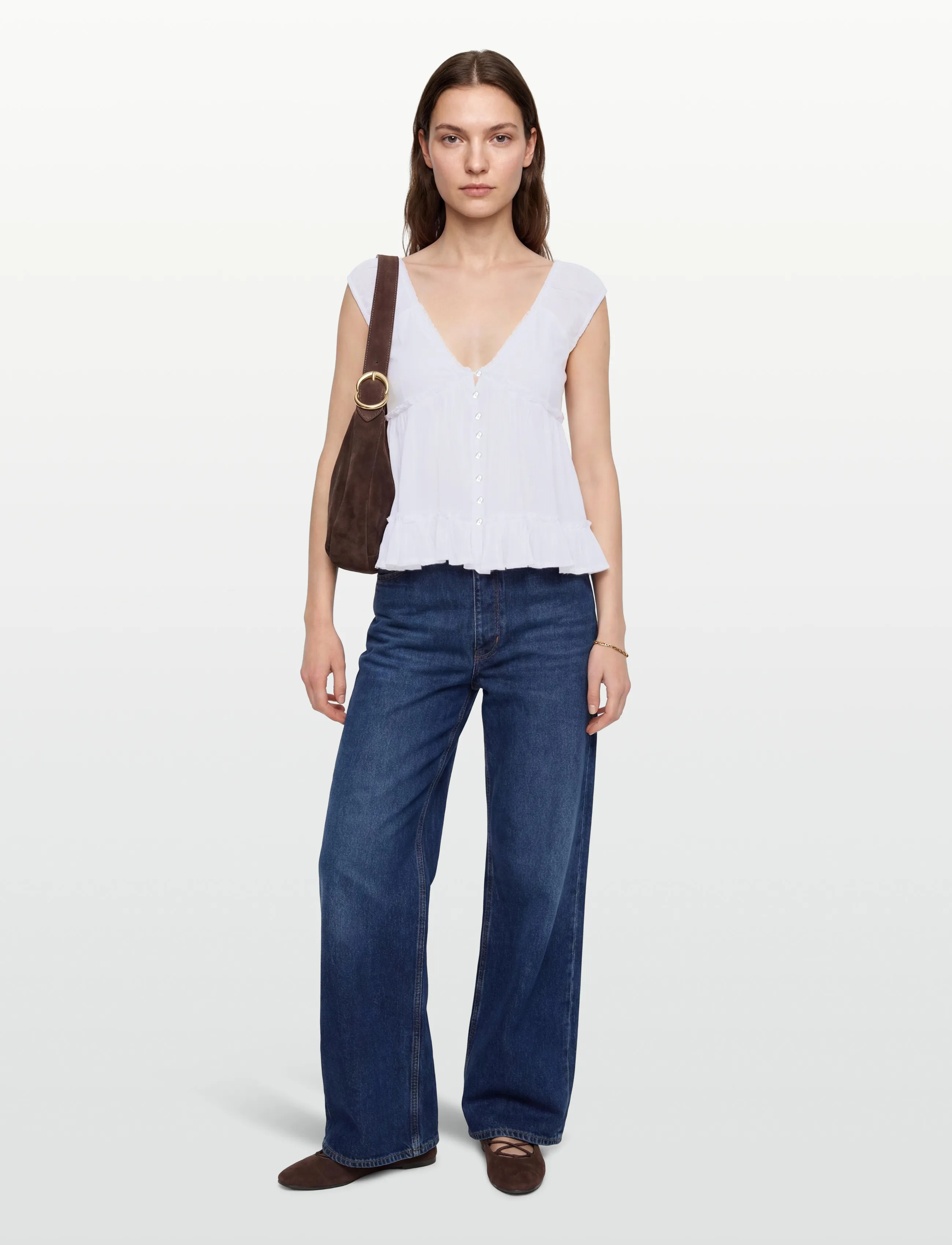 Gina Tricot Peplum Top, Kvinder, Peplum Top, Hvid, Str: S