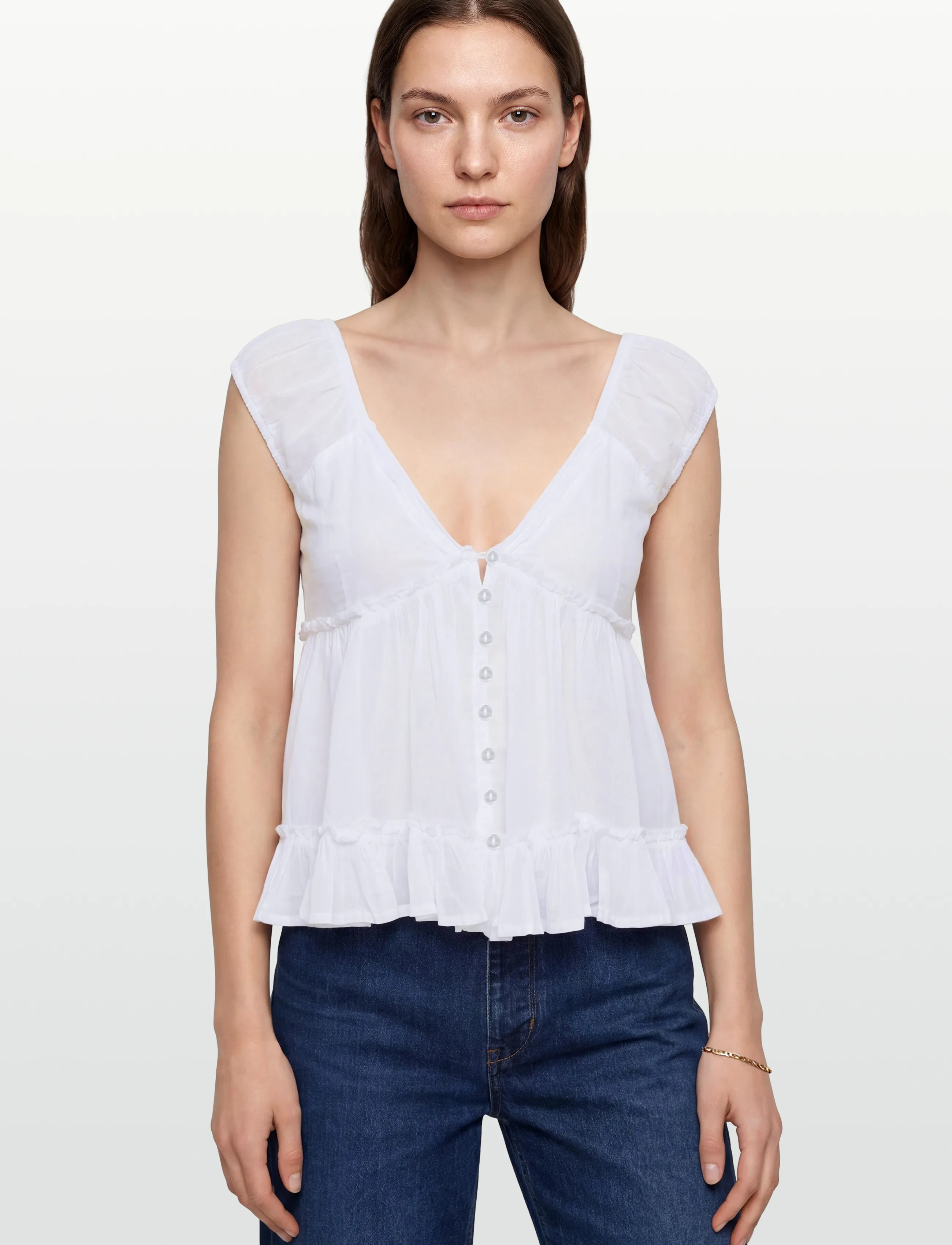Gina Tricot - Peplum top - kurzärmelige blusen - white (1000) - 3