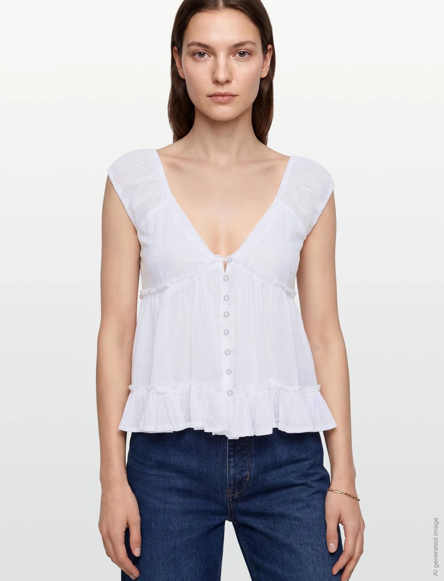 Gina Tricot - Peplum top - kurzärmelige blusen - white (1000) - 3