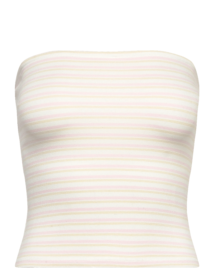 Gina Tricot - Super stretch tube top - crop tops - pink/yellow stripe - 0