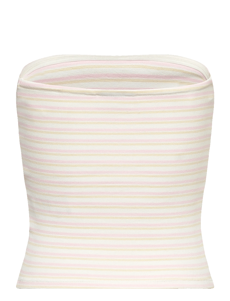 Gina Tricot - Super stretch tube top - crop tops - pink/yellow stripe - 1