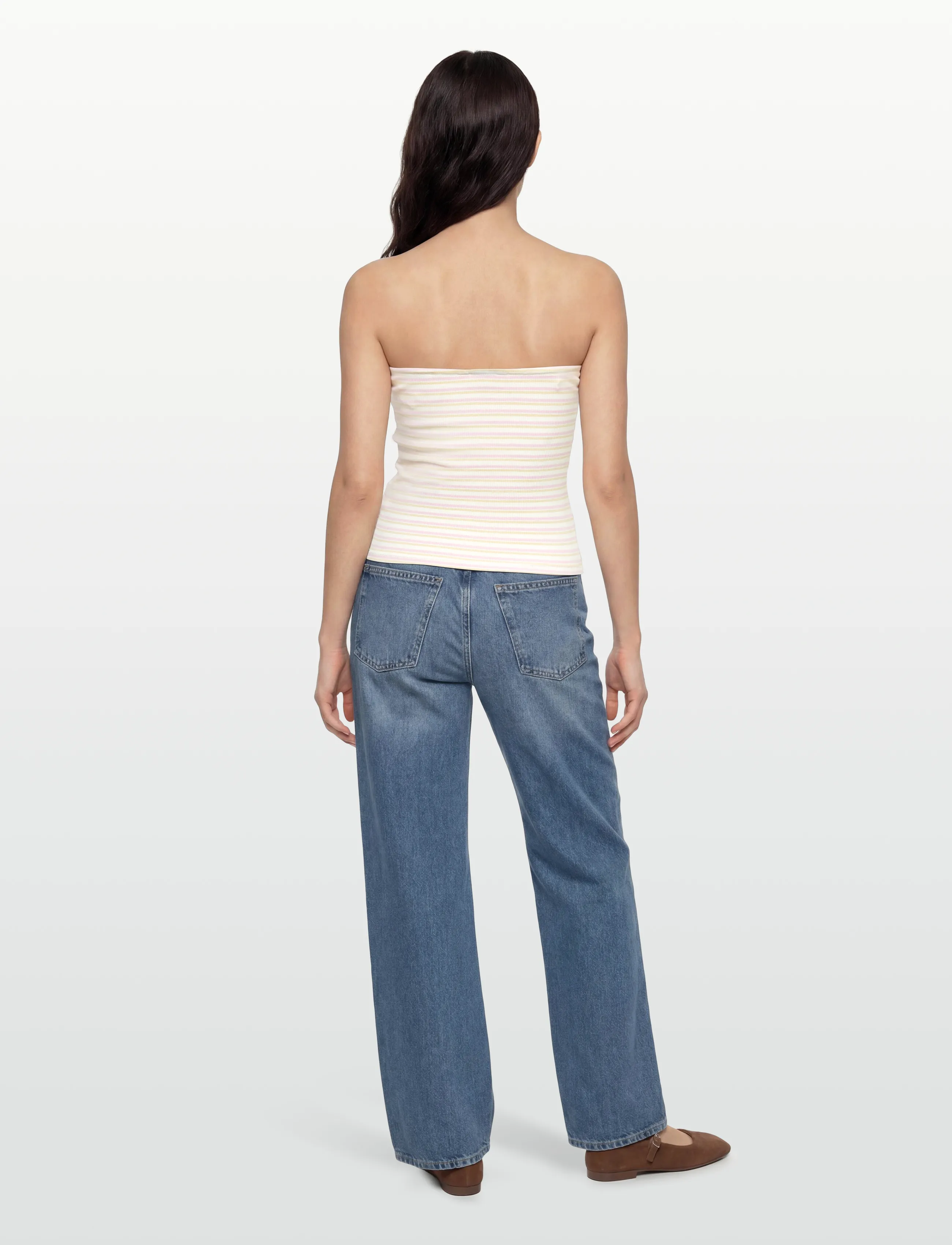 Gina Tricot - Super stretch tube top - crop tops - pink/yellow stripe - 4