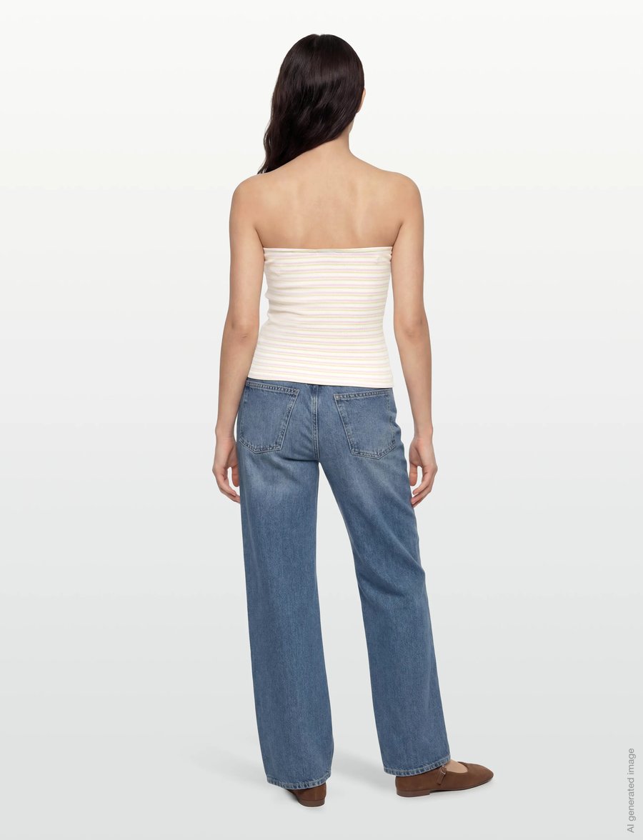 Gina Tricot - Super stretch tube top - crop tops - pink/yellow stripe - 4