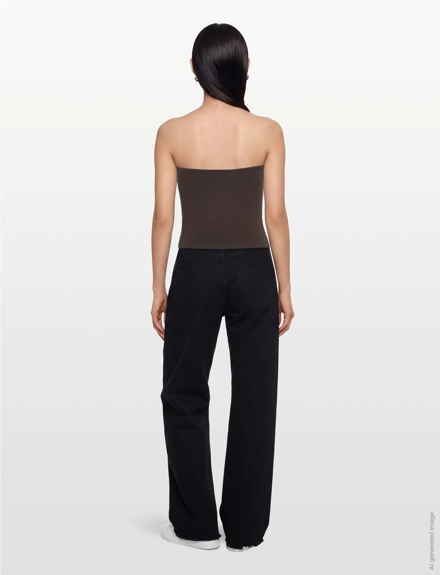 Gina Tricot - Super stretch tube top - crop tops - seal brown (7083) - 4