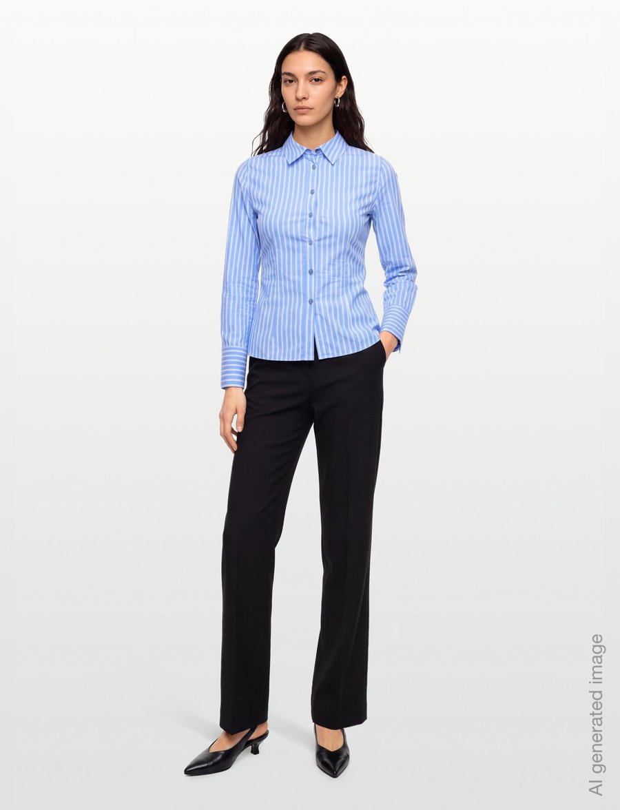 Gina Tricot - Shaped shirt - långärmade skjortor - blue stripe - 0