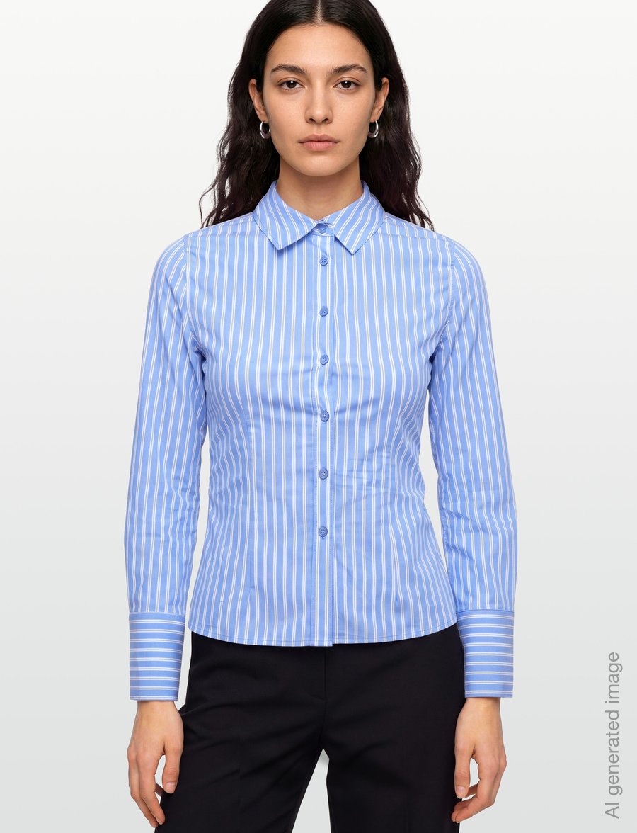 Gina Tricot - Shaped shirt - långärmade skjortor - blue stripe - 3