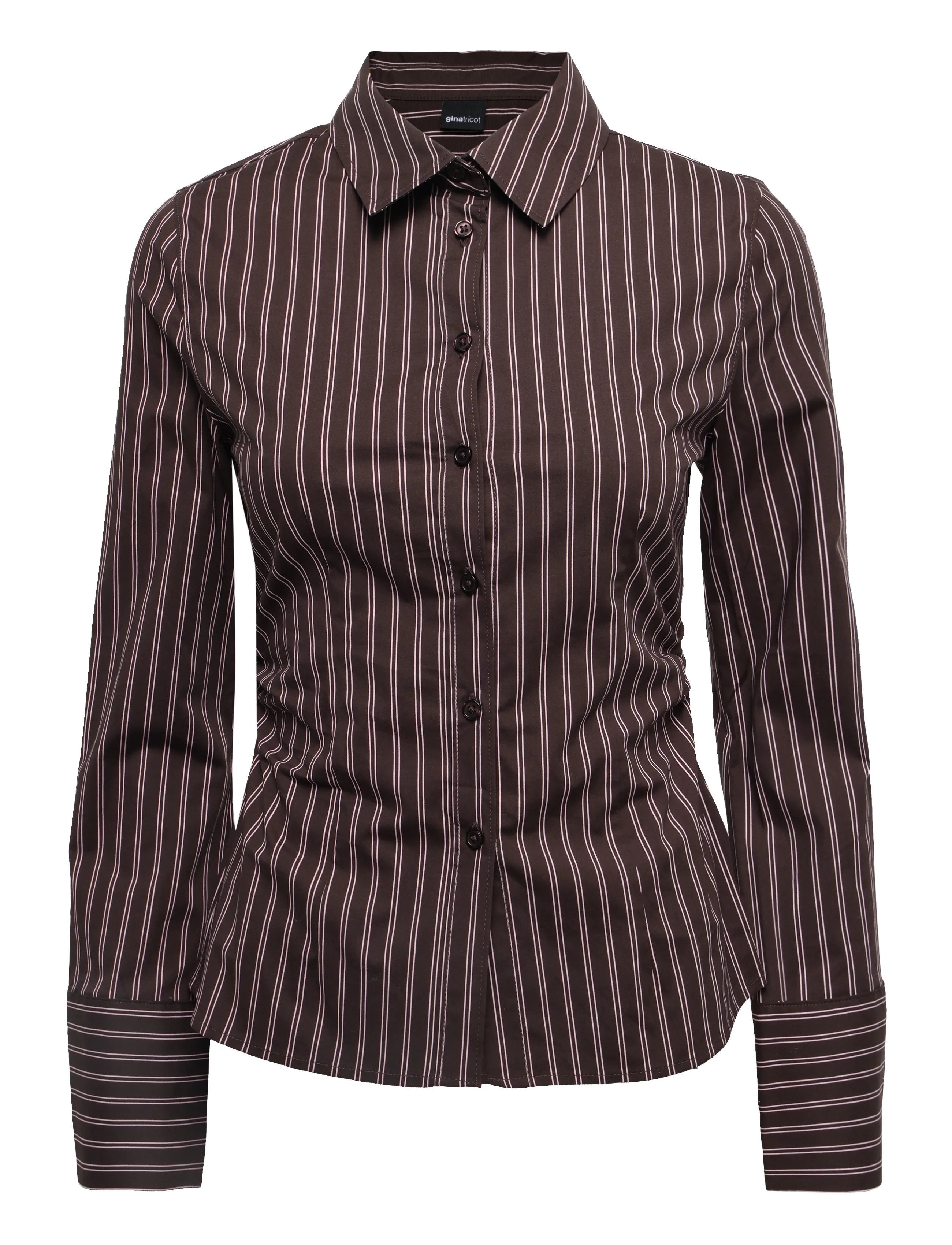 Gina Tricot Shaped shirt - Noor - BROWN/STRIPE (7123) / brown