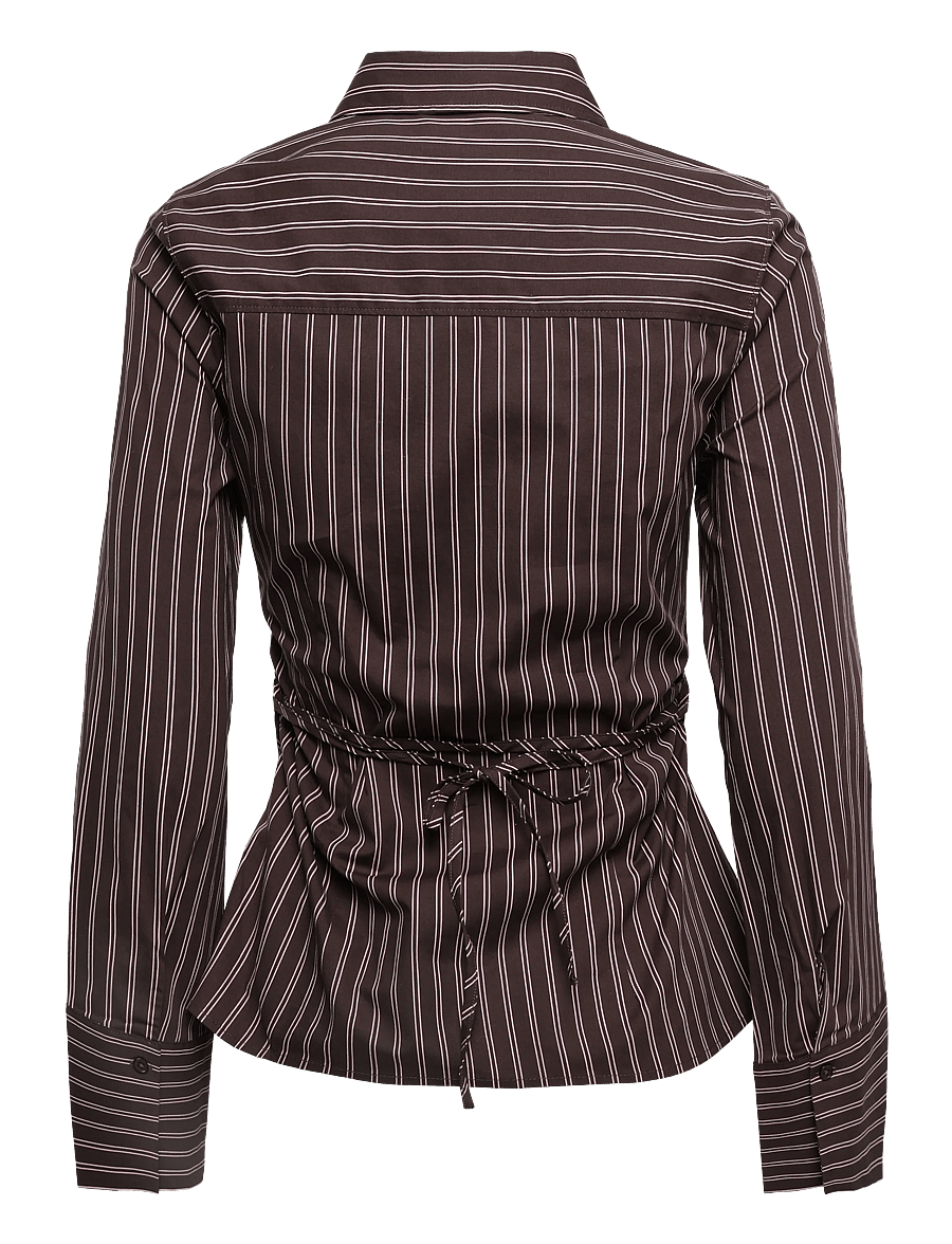 Gina Tricot - Shaped shirt - langärmlige hemden - brown/stripe (7123) - 2