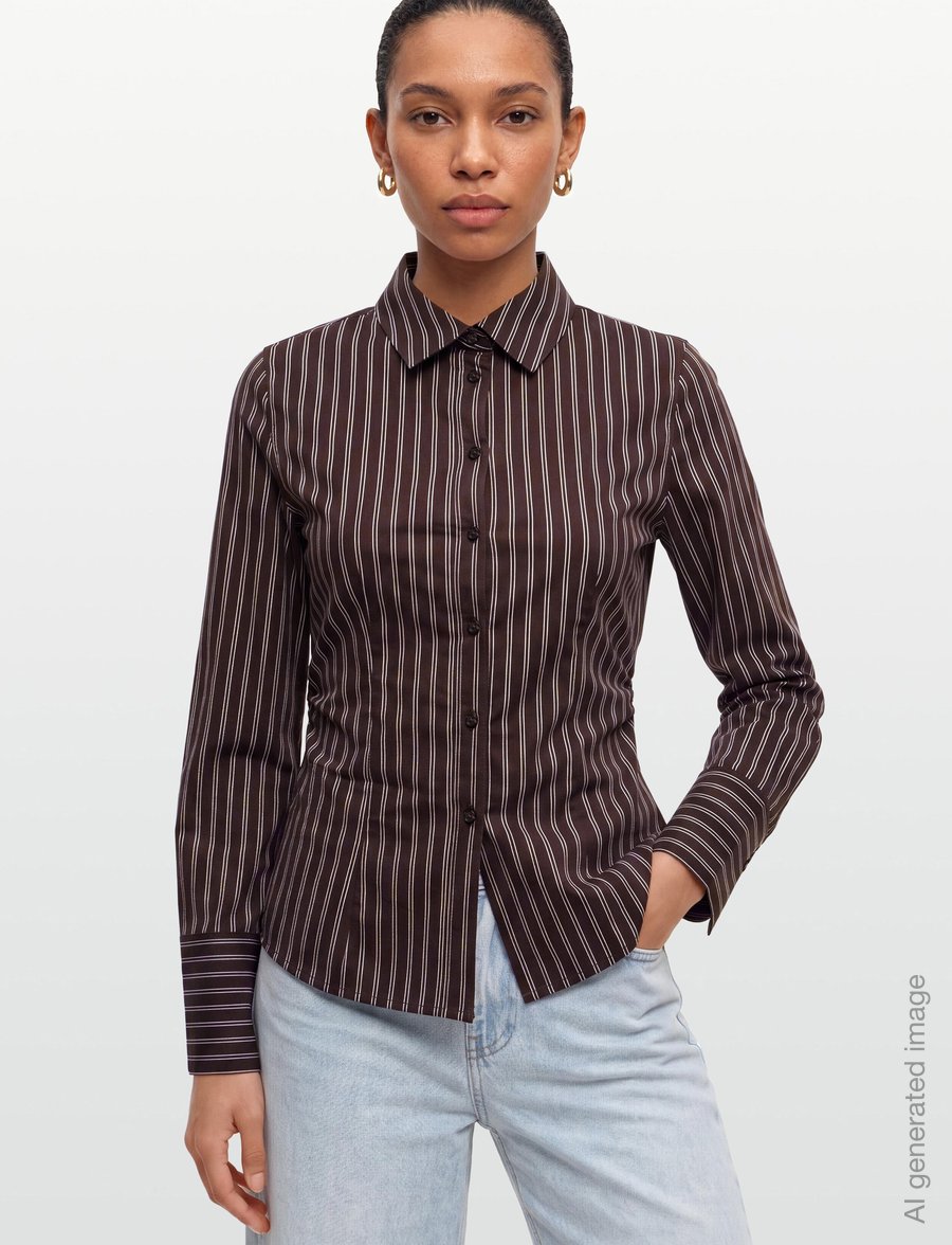 Gina Tricot - Shaped shirt - langärmlige hemden - brown/stripe (7123) - 3