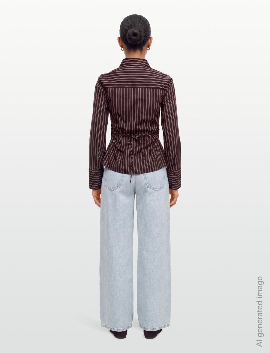 Gina Tricot - Shaped shirt - langärmlige hemden - brown/stripe (7123) - 4