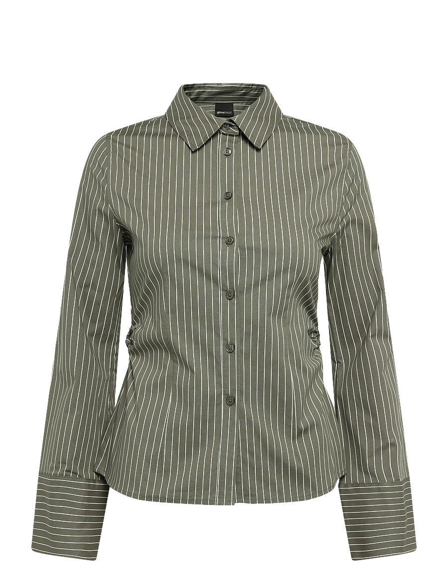Gina Tricot - Shaped shirt - pikkade varrukatega särgid - khaki stripe - 0