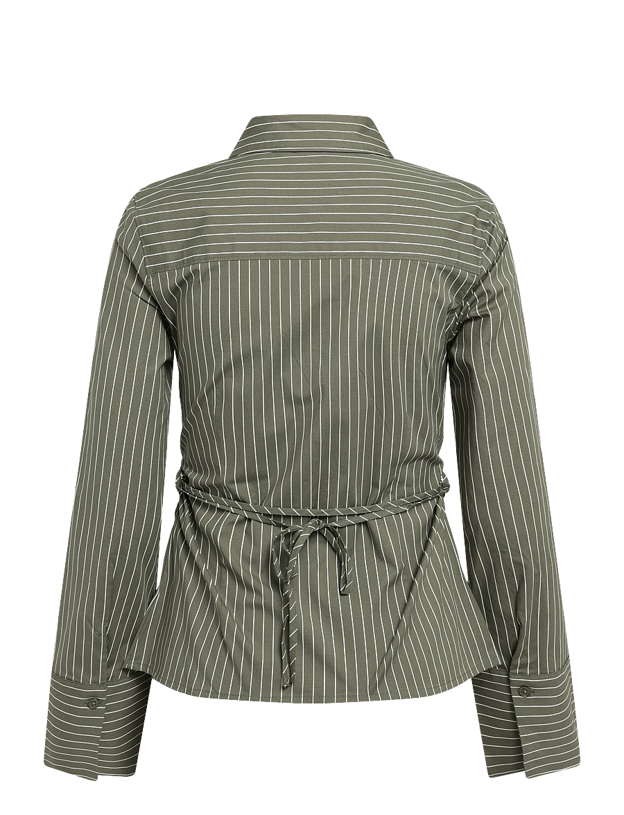 Gina Tricot - Shaped shirt - pikkade varrukatega särgid - khaki stripe - 1