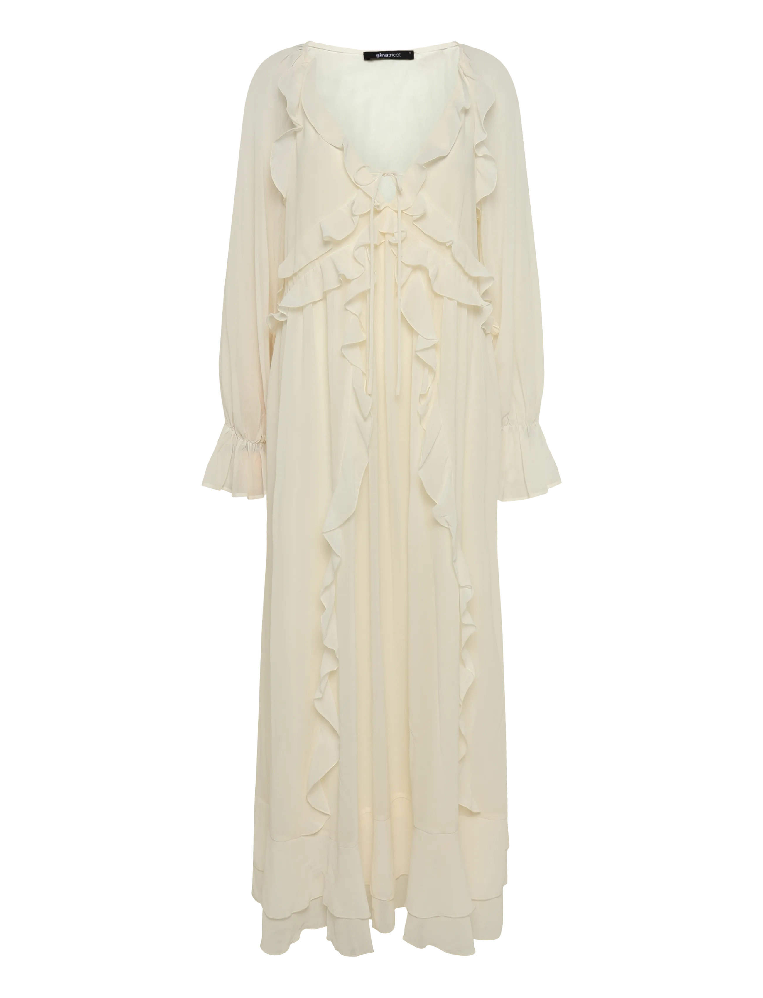 Gina Tricot Chiffon maxi long sleeve dress - Kleider - CREME (1263) / cream