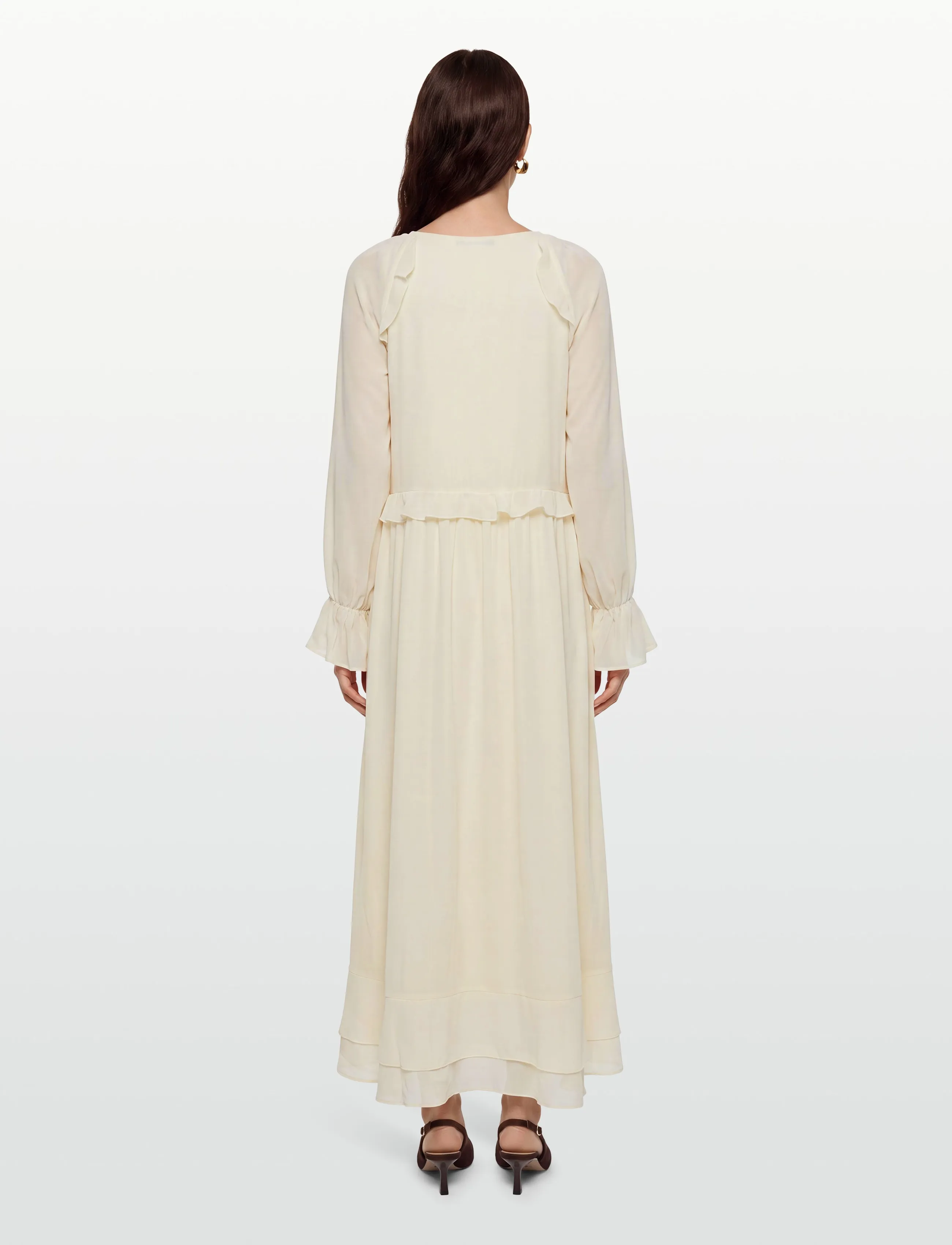 Gina Tricot - Chiffon maxi long sleeve dress - suvekleidid - creme (1263) - 4