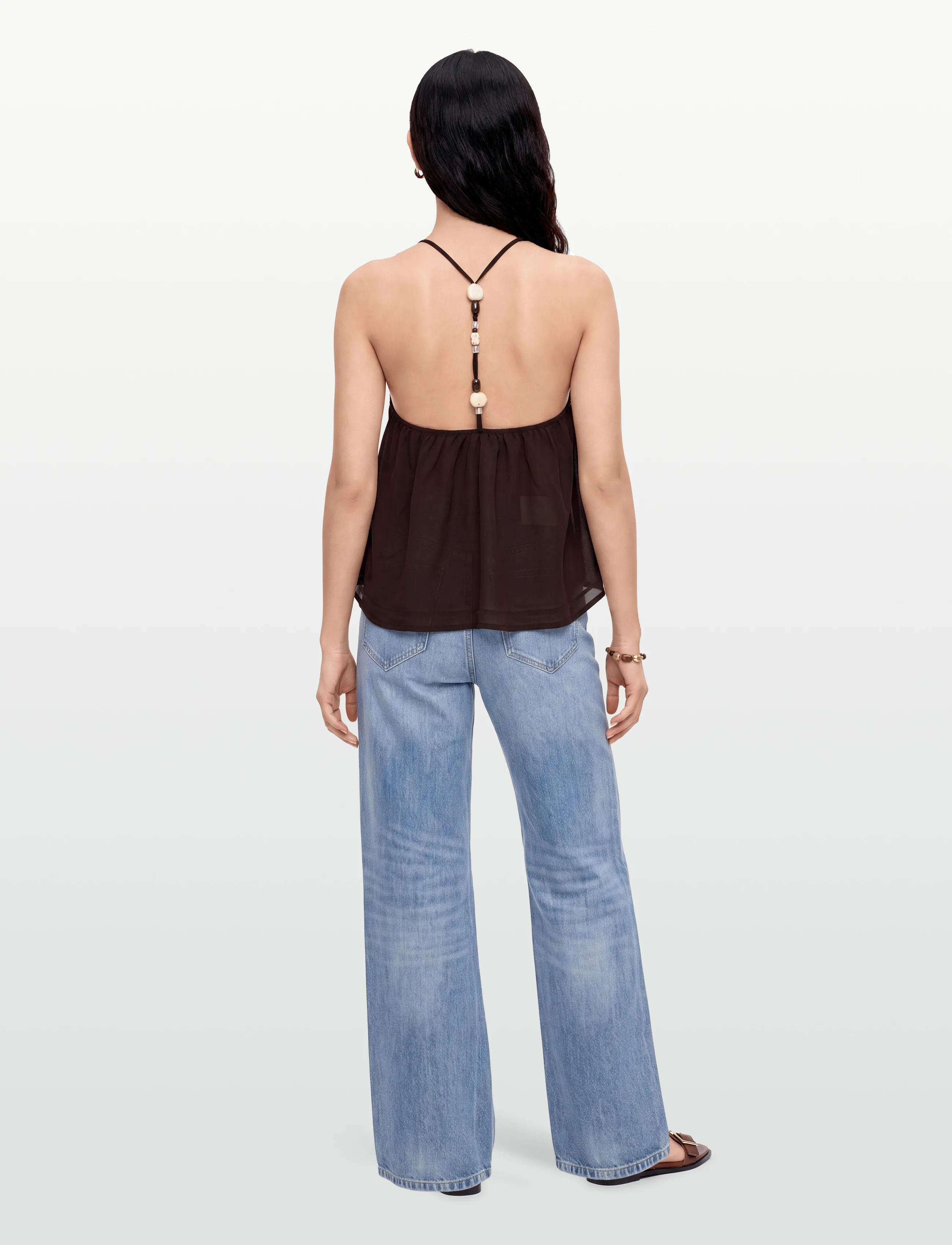 Gina Tricot - Beaded singlet - varrukateta topid - brown - 4