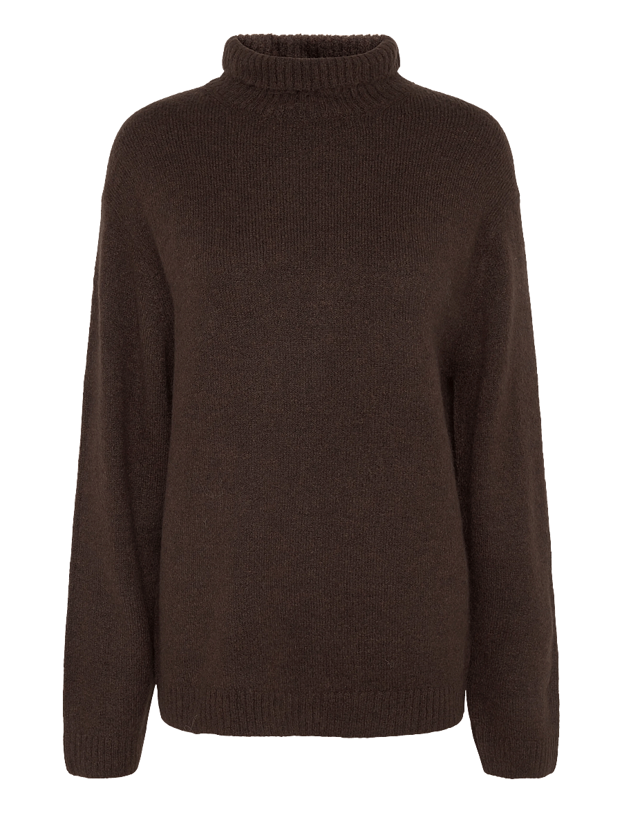 Gina Tricot - Knitted turtleneck sweater - kampsunid - chocolate brown (7085) - 0