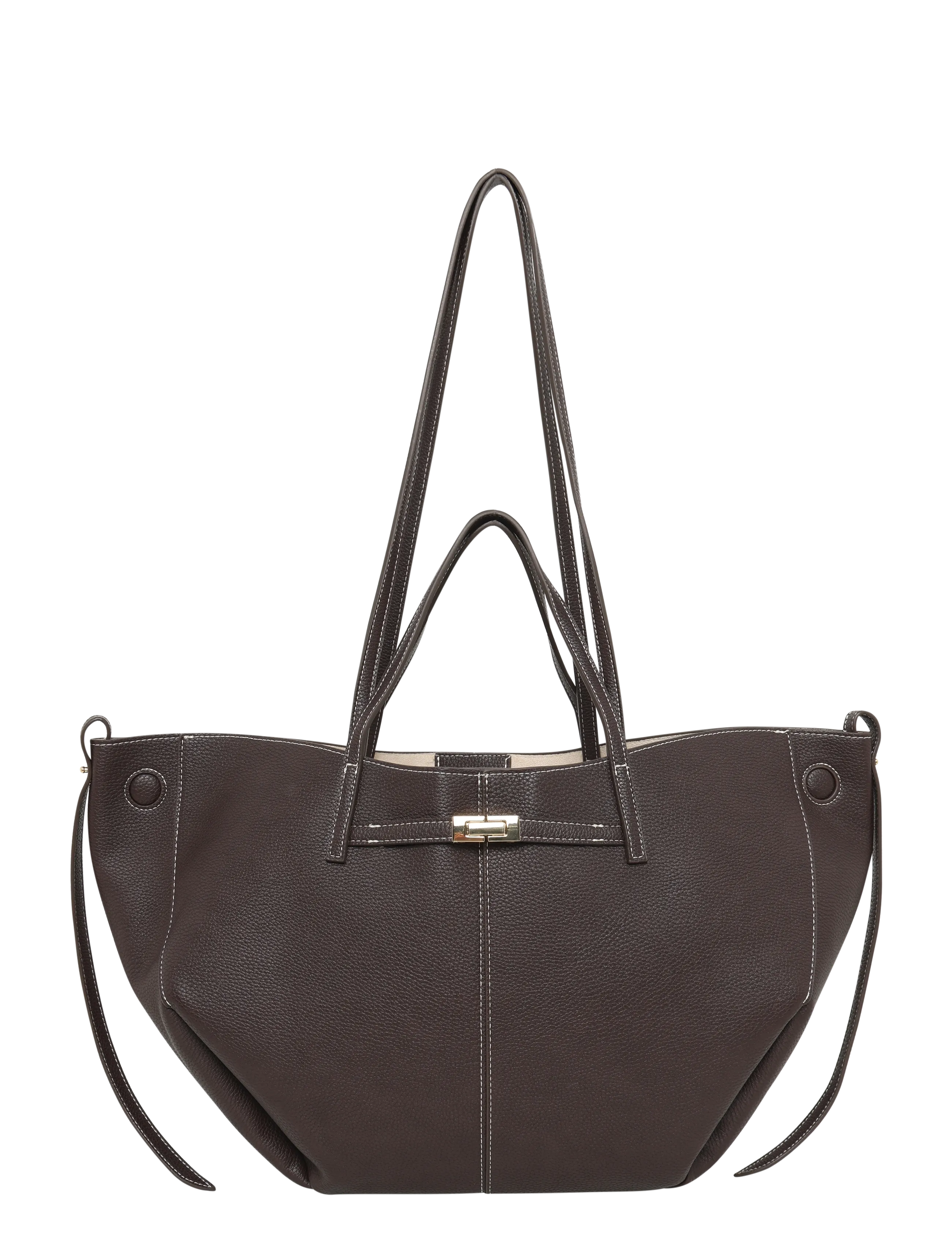 Gina Tricot Detail strap tote bag - Shoppers - DARK BROWN (7180) / brown