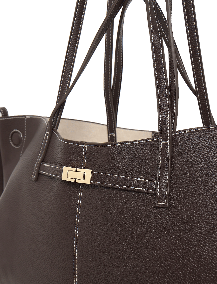 Gina Tricot - Detail strap tote bag - shoppers - dark brown (7180) - 2